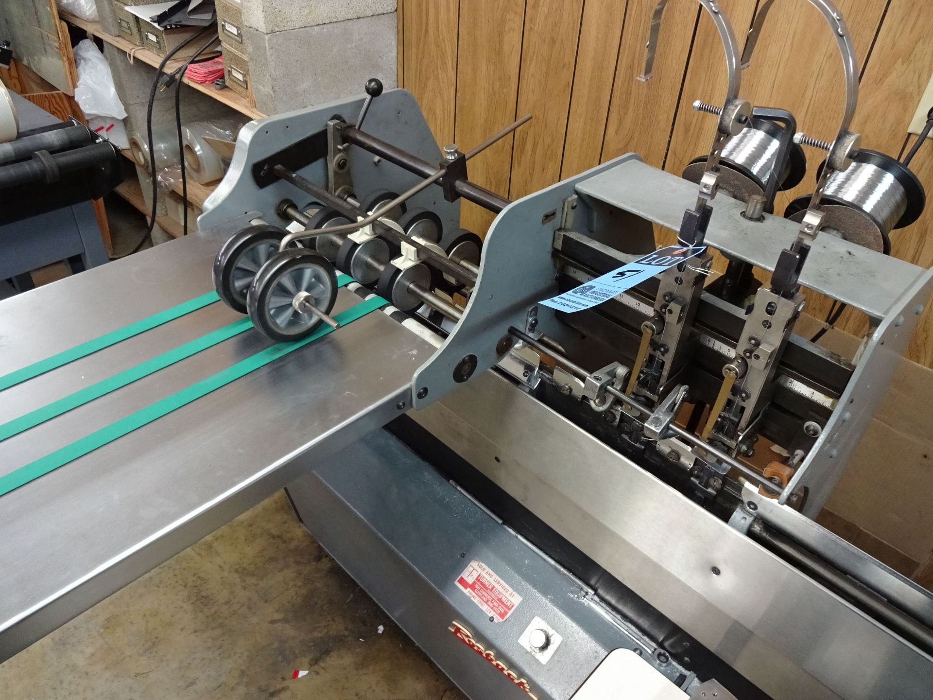 ROSBACK 2-HEAD MODEL 201 STITCHER; S/N 20175485, WITH (2) EXTRA STITCHING HEADS - $150.00 LOADING - Image 6 of 6