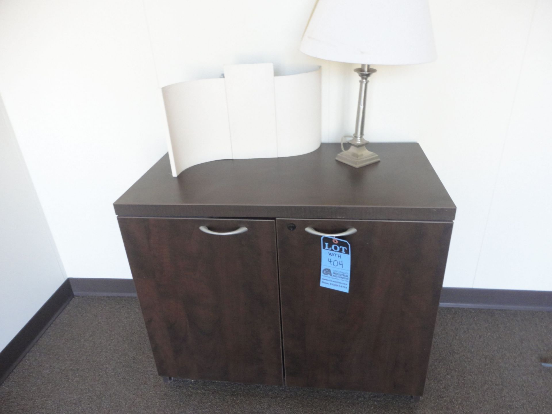 FOUR-DRAWER WOOD FILE CABINETS WITH TWO-DOOR STORAGE CABINET - Image 2 of 2