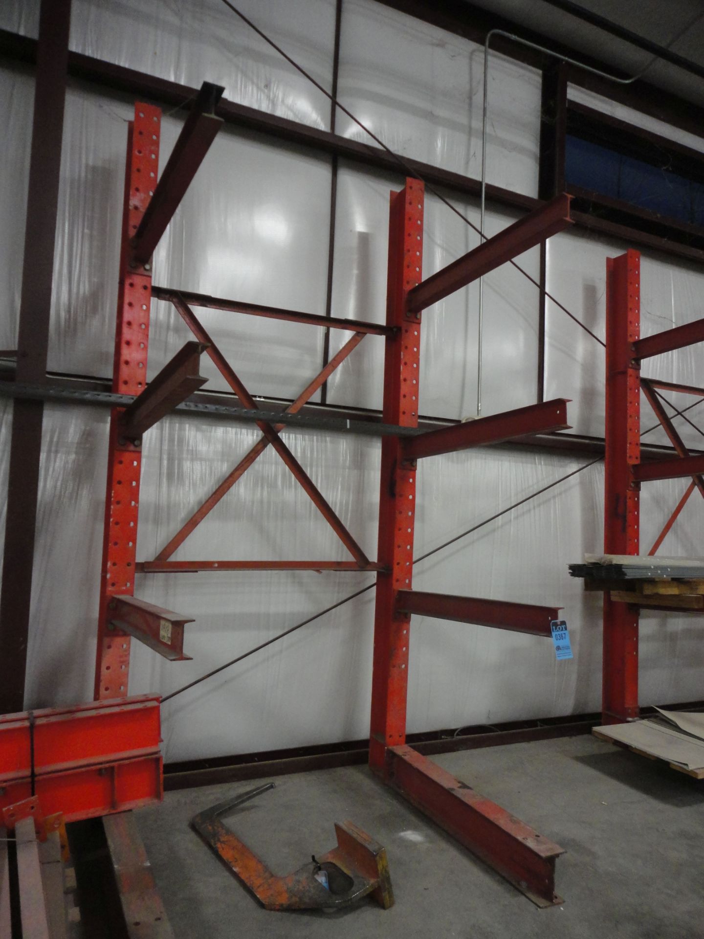 SECTION 52" ARM X 69" WIDE X 12' HIGH SINGLE SIDED I-BEAM STYLE CANTILEVER RACK