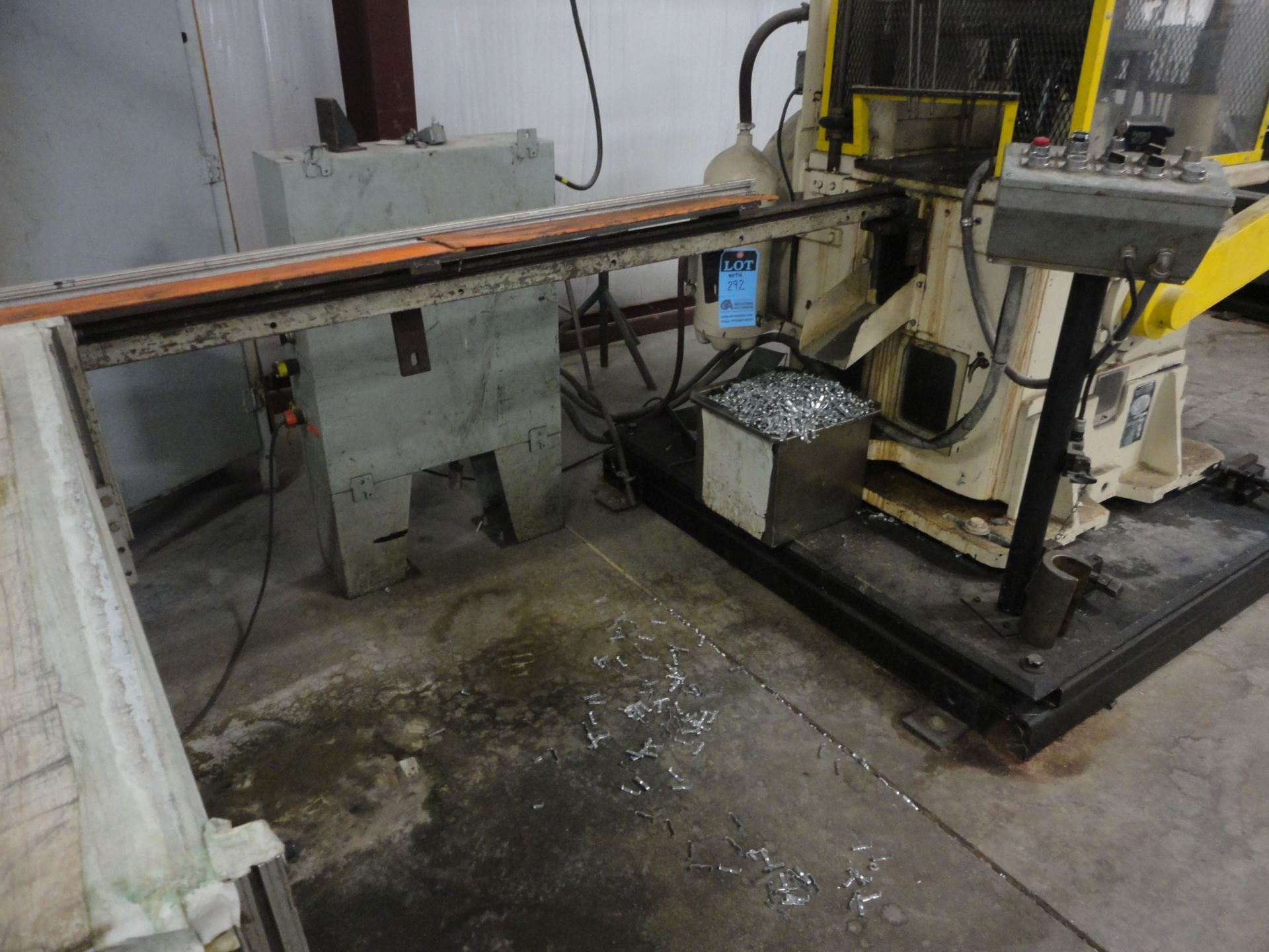 YODER FOUR-POST CUT OFF PRESS; S/N 62120-170, WITH 6" WIDE X 14' LONG RUN-OUT TABLE AND ALUMINUM - Image 9 of 13