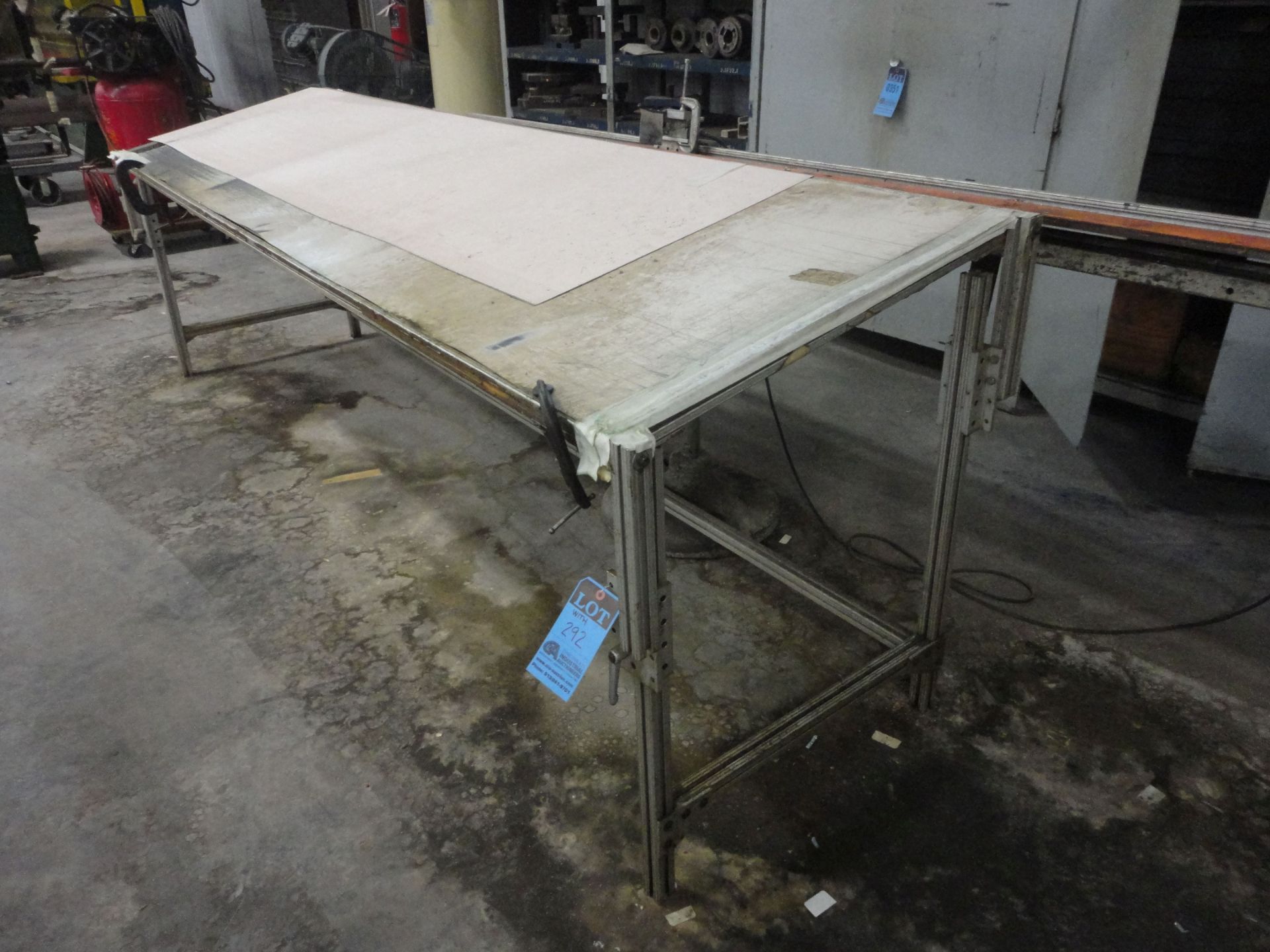 YODER FOUR-POST CUT OFF PRESS; S/N 62120-170, WITH 6" WIDE X 14' LONG RUN-OUT TABLE AND ALUMINUM - Image 11 of 13