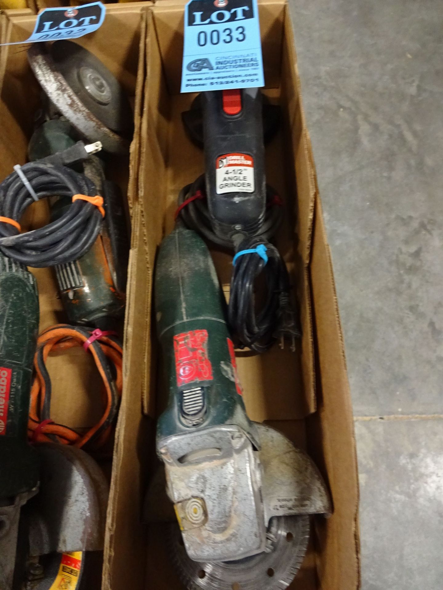 (1) 4-1/2" METABO AND (1) 4-1/2" DRILL MASTER ELECTRIC ANGLE GRINDERS