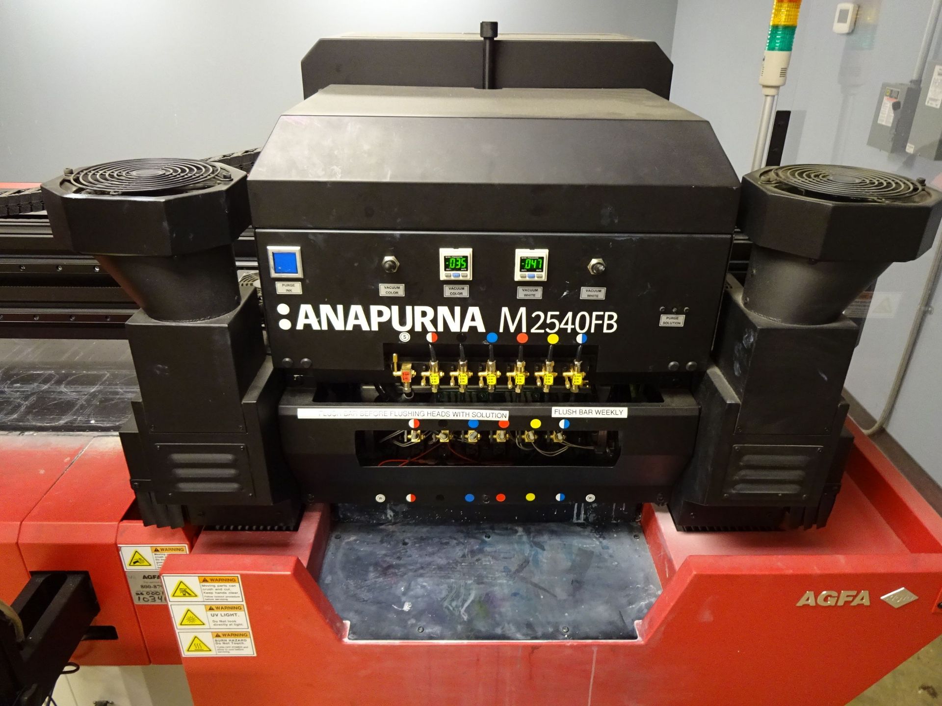 AGFA MODEL M2540FB ANAPURNA HIGH SPEED FLAT BED UV-CURABLE INKJET PRINTER; S/N 2525797010401, 60" - Image 5 of 17