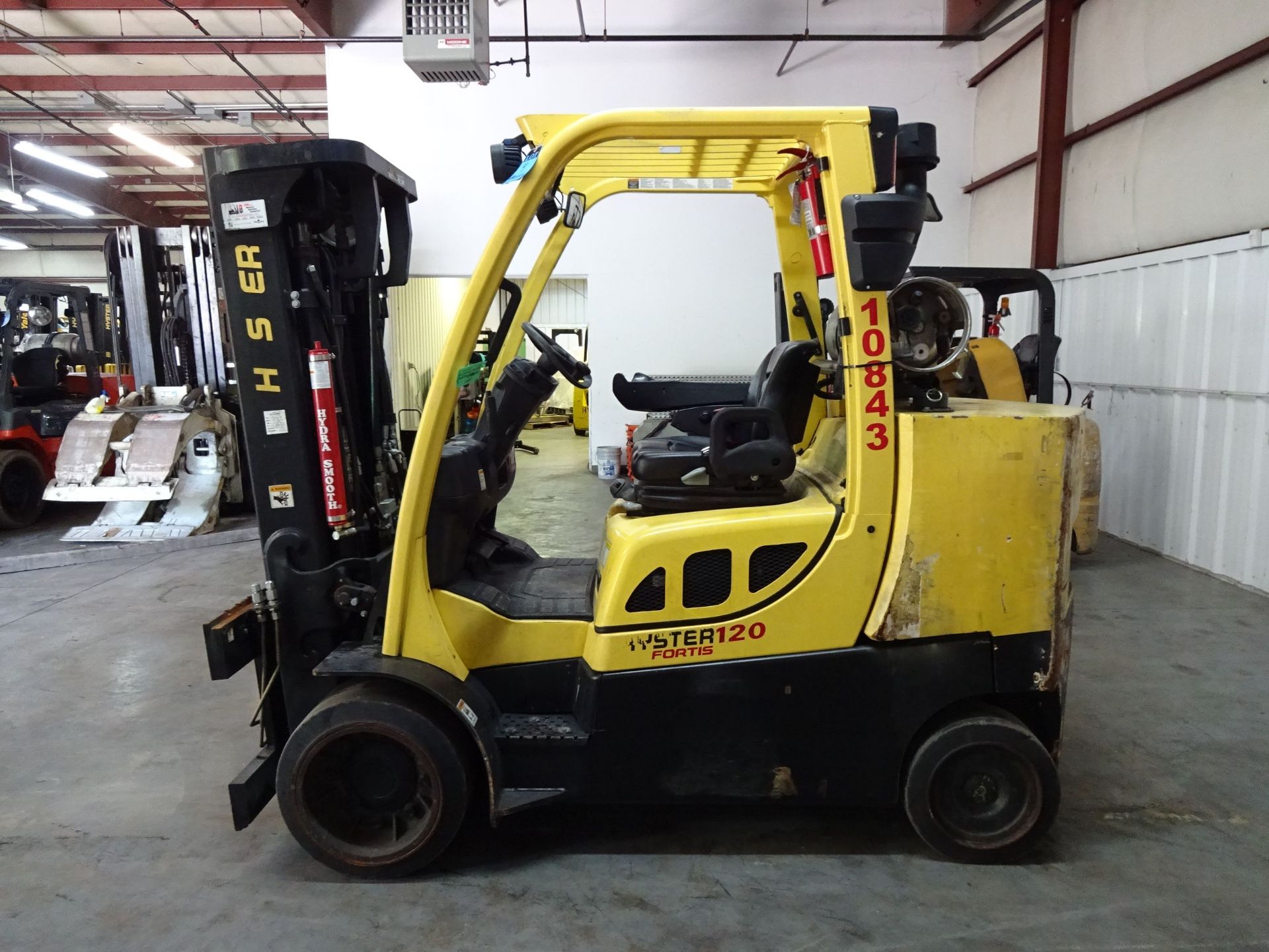 12,000 LB. HYSTER MODEL S120FTPRS SOLID TIRE LP GAS LIFT TRUCK; S/N G004V05749J (6,320 HOURS), 3- - Image 8 of 11