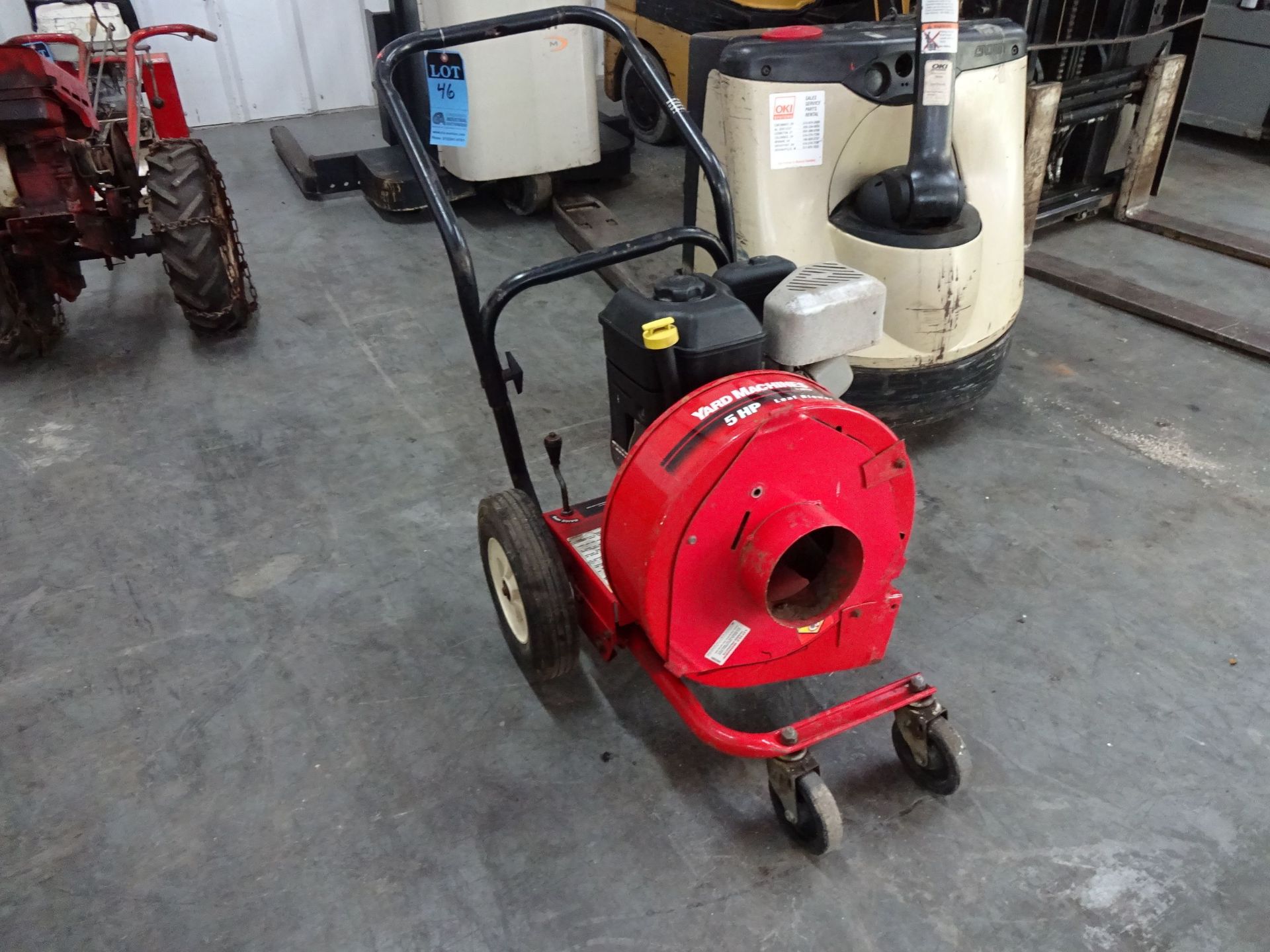 5 HP YARD MACHINES GASOLINE POWERED WALK BEHIND LEAF BLOWER - LOCATED AT 6600 STOCKTON ROAD,