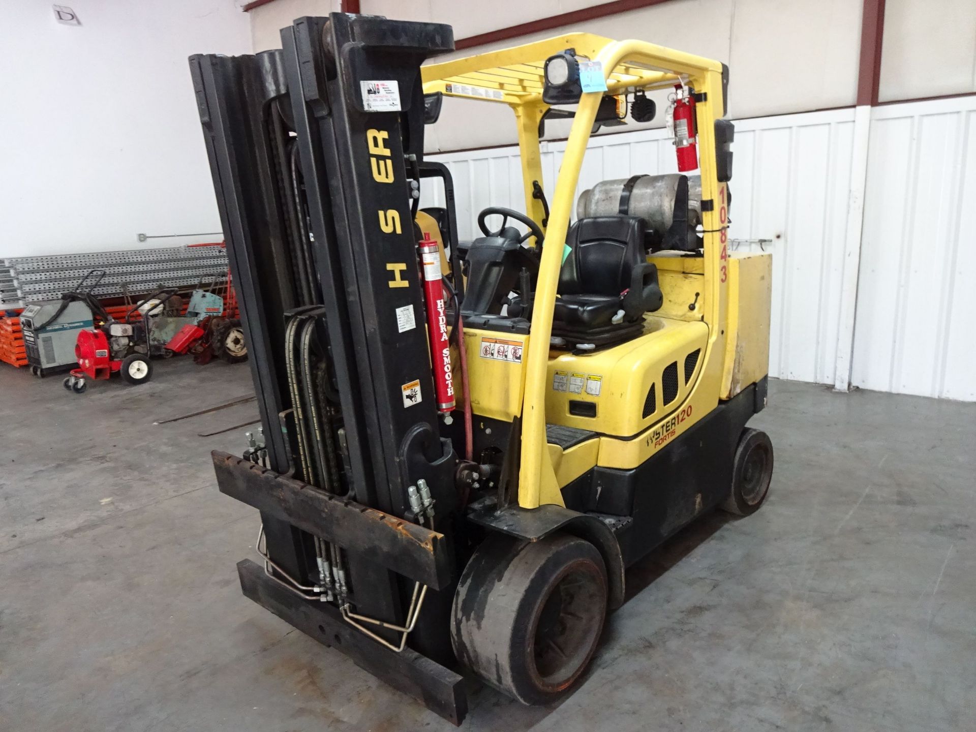 12,000 LB. HYSTER MODEL S120FTPRS SOLID TIRE LP GAS LIFT TRUCK; S/N G004V05749J (6,320 HOURS), 3-