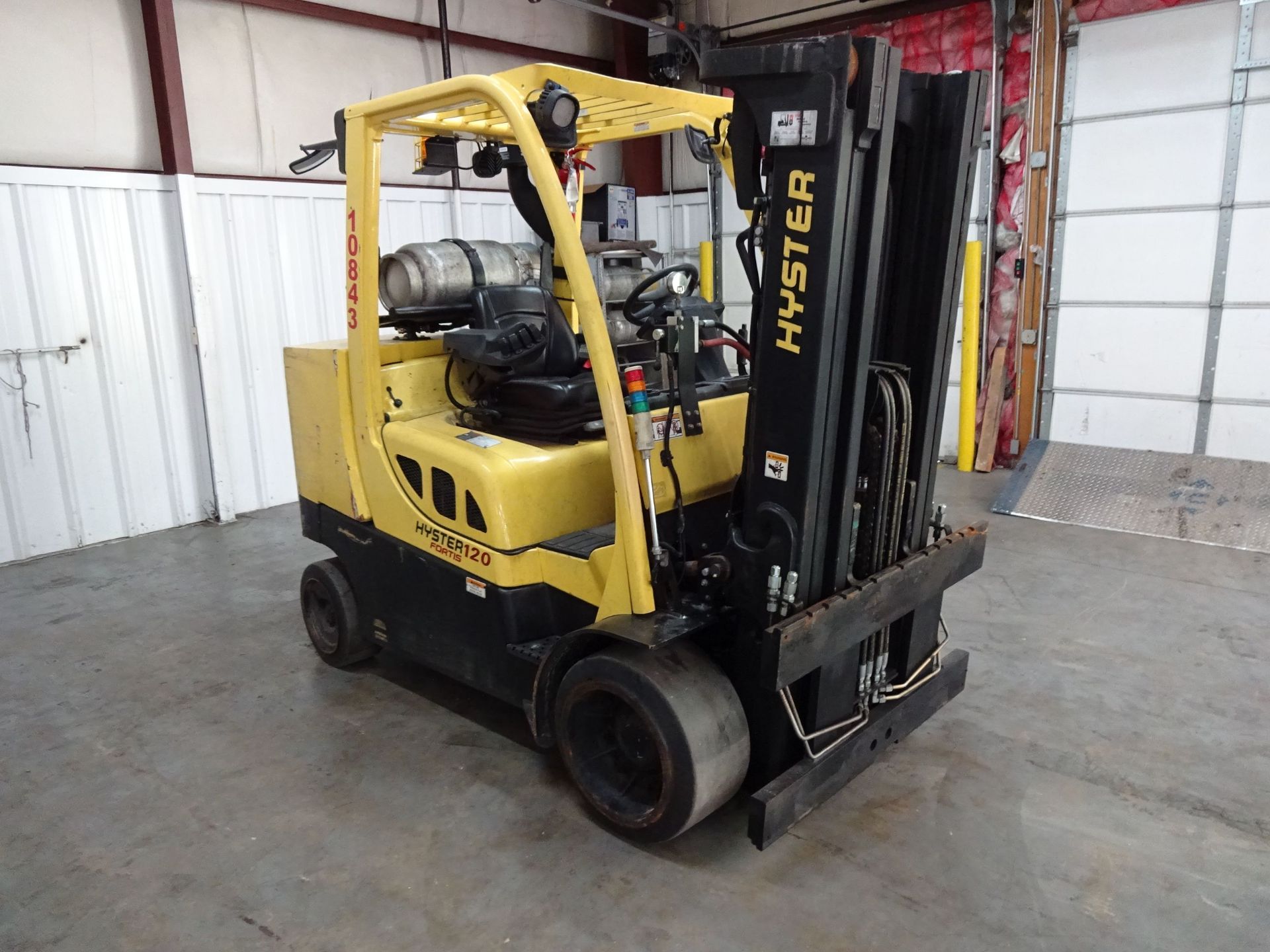 12,000 LB. HYSTER MODEL S120FTPRS SOLID TIRE LP GAS LIFT TRUCK; S/N G004V05749J (6,320 HOURS), 3- - Image 3 of 11