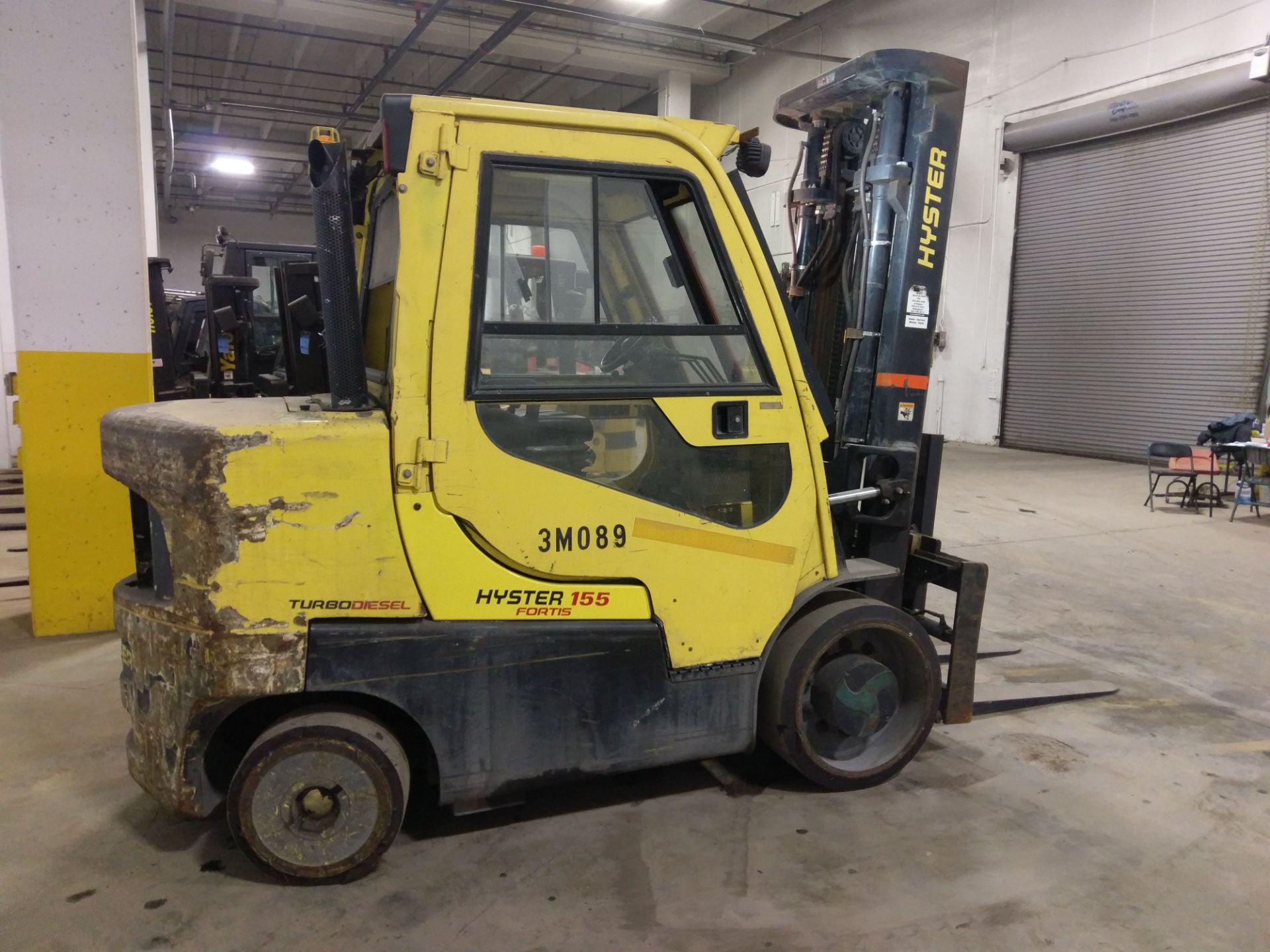 15,000 LB. HYSTER MODEL S155FT DIESEL POWER CUSHION TIRE LIFT TRUCK; S/N E024V02534J, 2-STAGE - Image 3 of 9