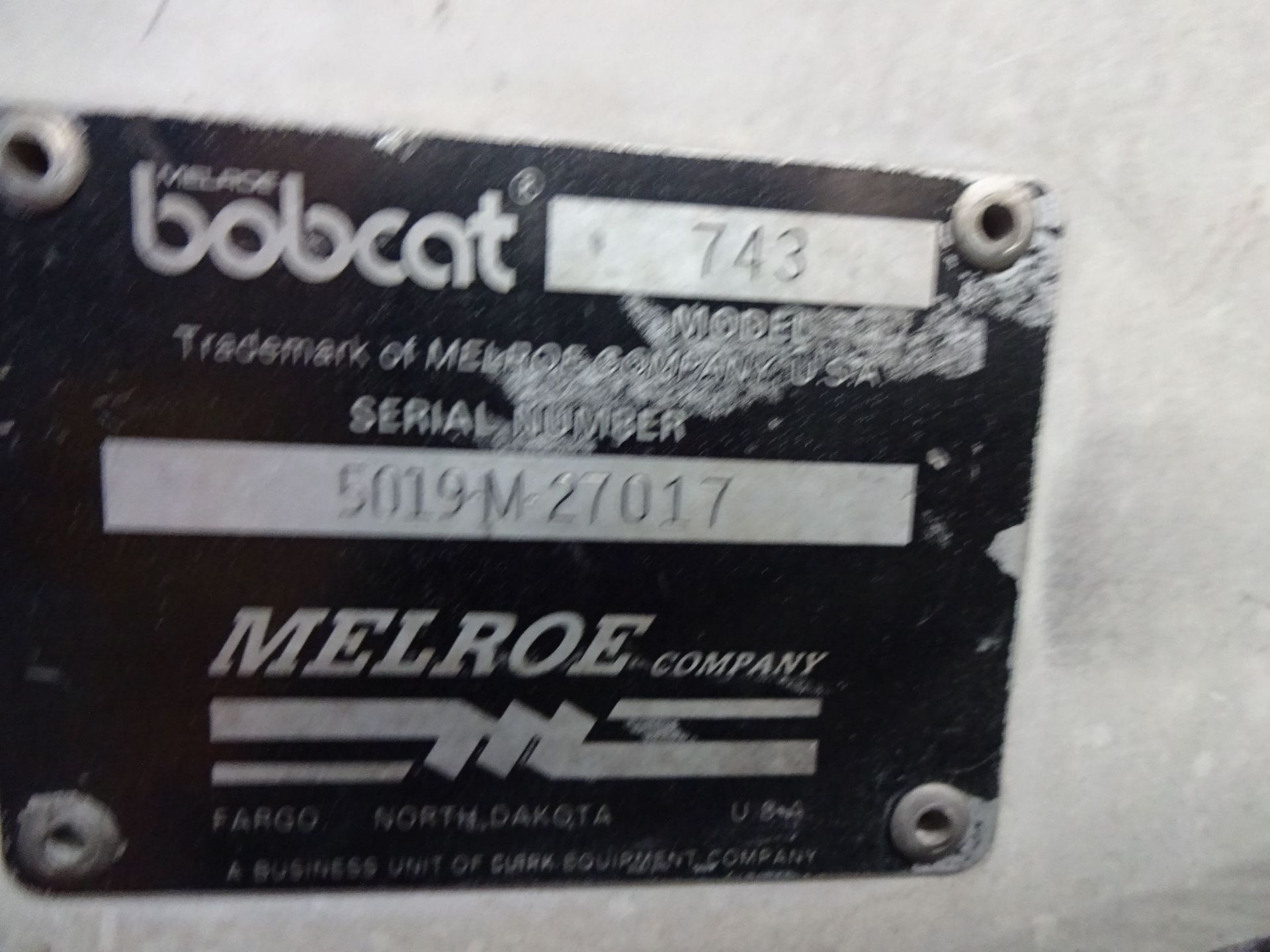 BOBCAT MODEL 743 HARD TIRE DIESEL POWERED SKID STEER; S/N 5019M27017 (4,168 HOURS), FRONT AUXILIARY, - Image 7 of 9