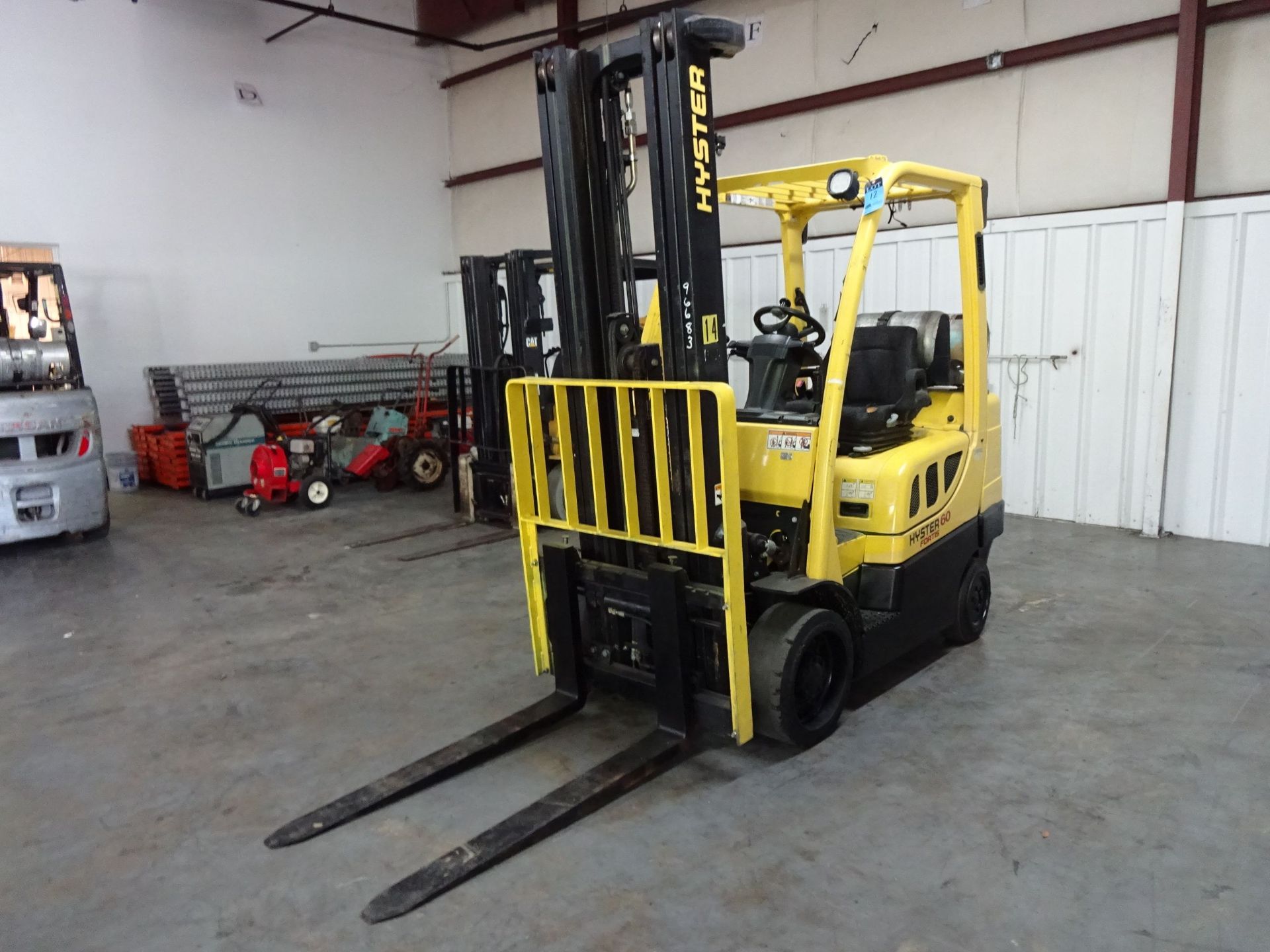 6,000 LB. HYSTER MDOEL S60FT SOLID TIRE LP GAS LIFT TRUCK; S/N F187V17322J (10,429 HOURS), 3-STAGE