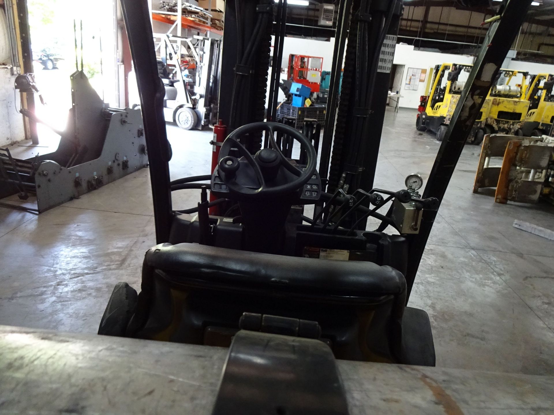12,000 LB. YALE MODEL GLC120VXNGSE100 SOLID TIRE LP GAS LIFT TRUCK; S/N E818V04256K (8,876 HOURS), - Image 9 of 11