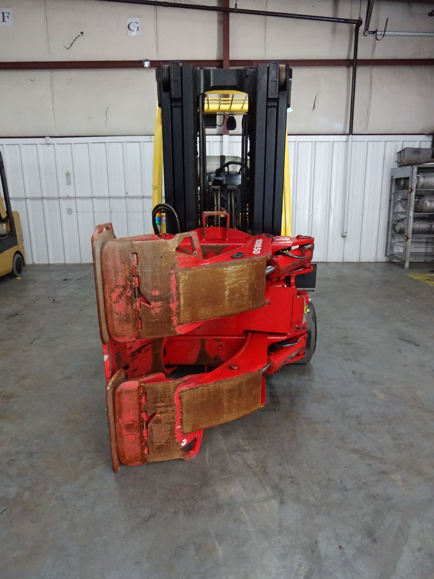 12,000 LB. HYSTER MODEL S120FTPRS SOLID TIRE LP GAS LIFT TRUCK W/ PAPER ROLL CLAMP; S/N - Image 2 of 12