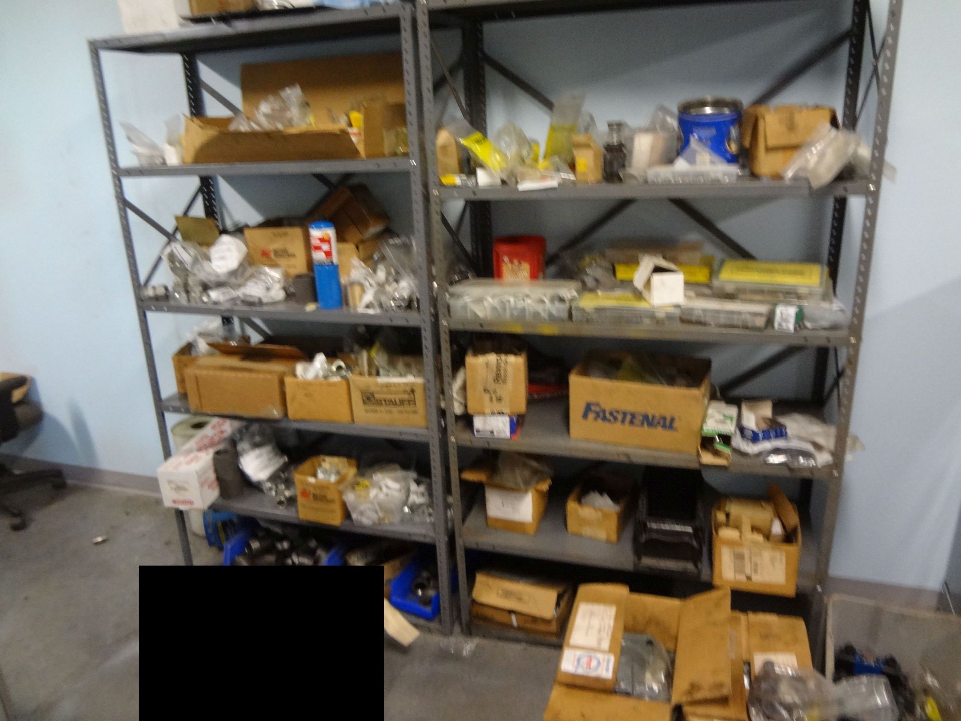 (LOT) CONTENTS PARTS ROOM INCLUDING HOSE, WIRE, HARDWARE, MOTORS, HYDRAULIC CYCLINDERS, CHAINS, - Image 2 of 11