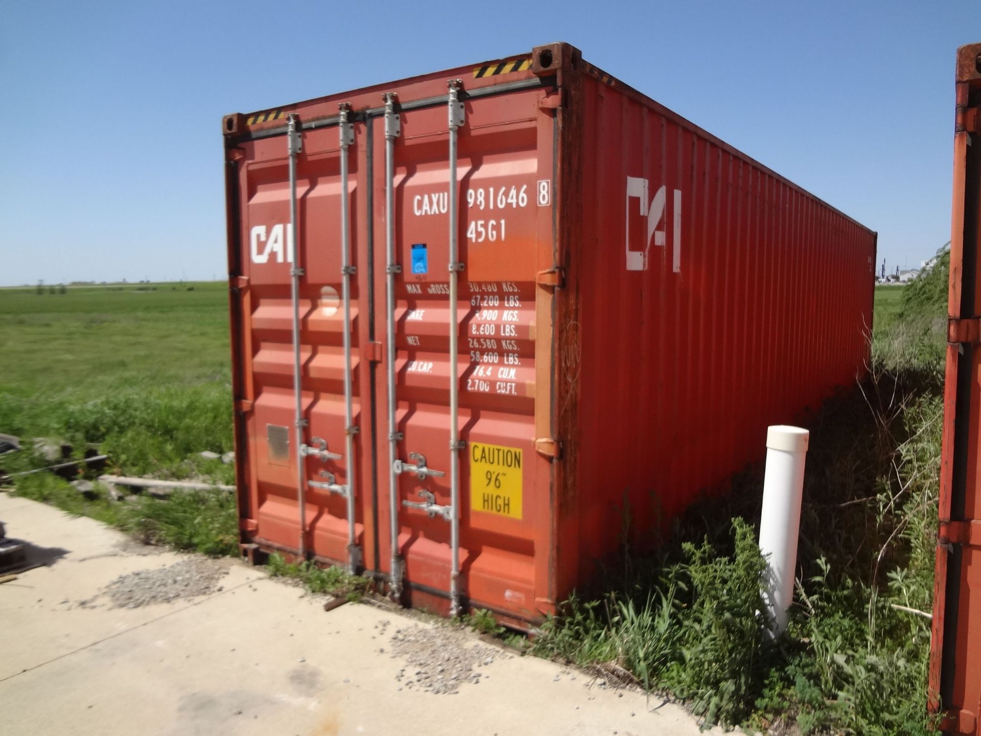40' CIMC TYPE HC40/17 SHIPPING CONTAINER, 92" WIDE X 107" HIGH INTERIOR, 67,200 MAX GROSS WEIGHT (