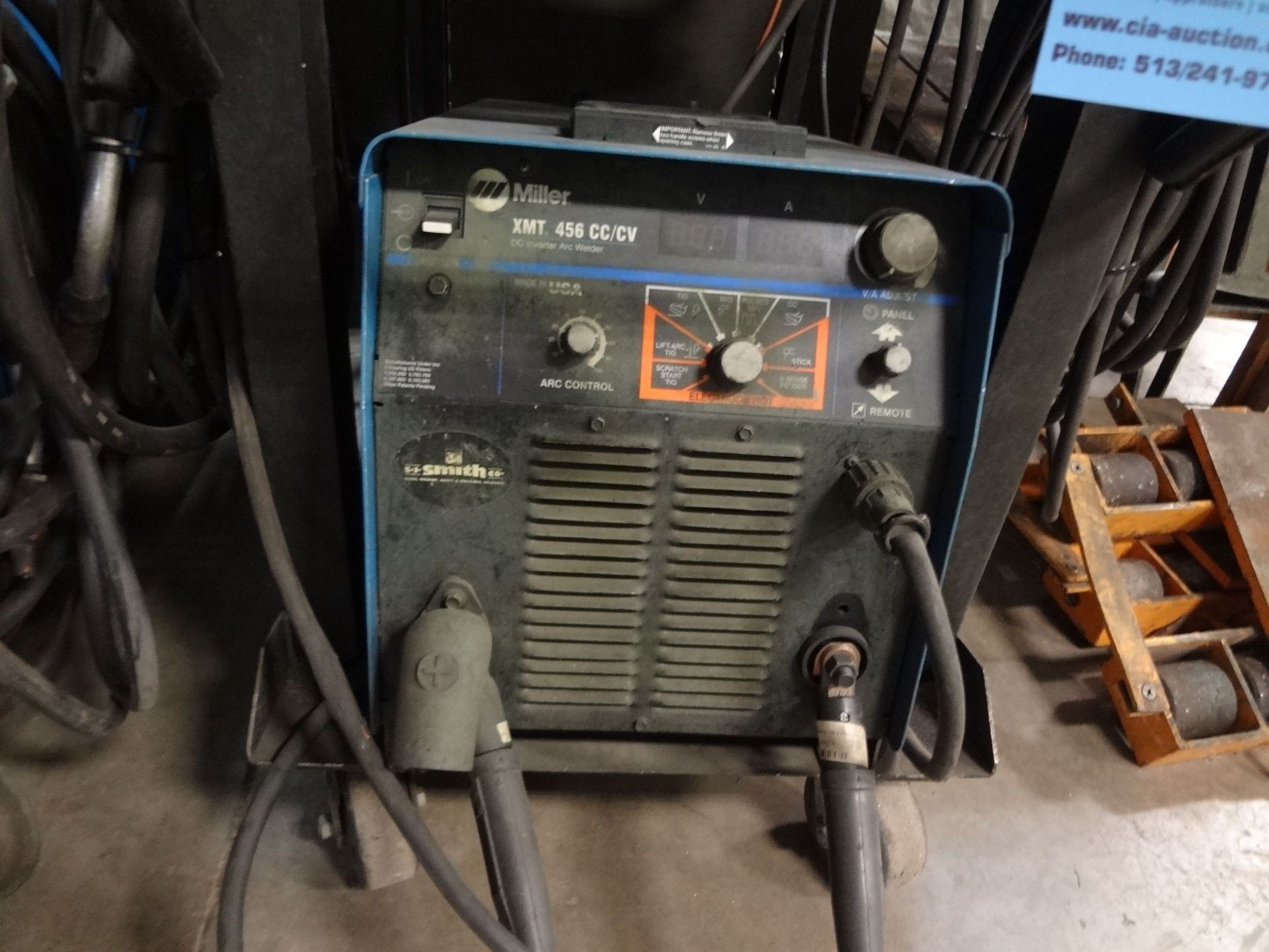 450 AMP MILLER XMT454 WELDER; S/N LH320129A, WITH MILLER 24A WIRE FEEDER - Image 2 of 3