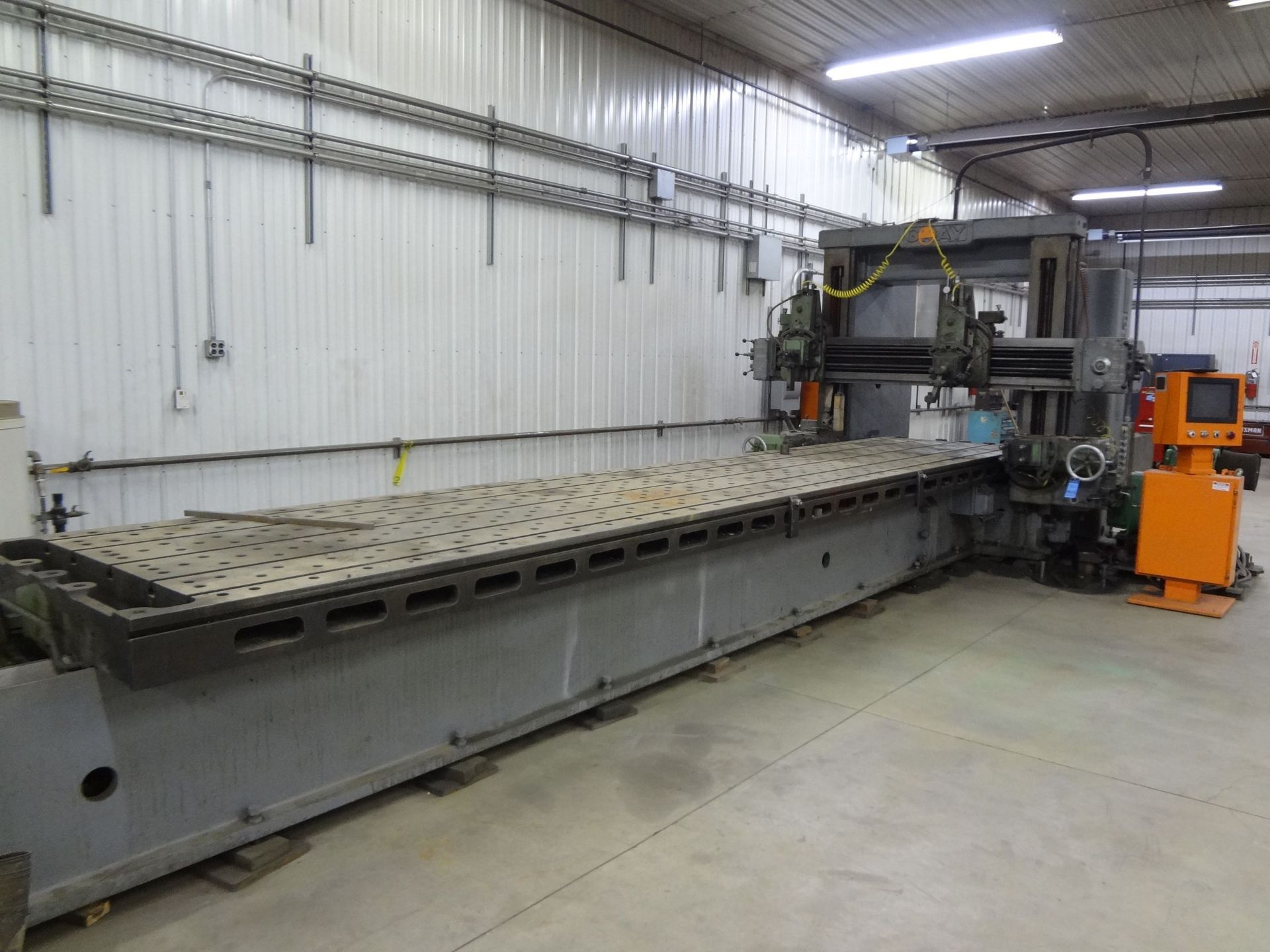 56" X 42" X 240" GRAY FOUR-HEAD PLANER; S/N N/A, 56" X 294" T-SLOTTED TABLE AREA, PLC CONTROL, 150 - Image 2 of 15