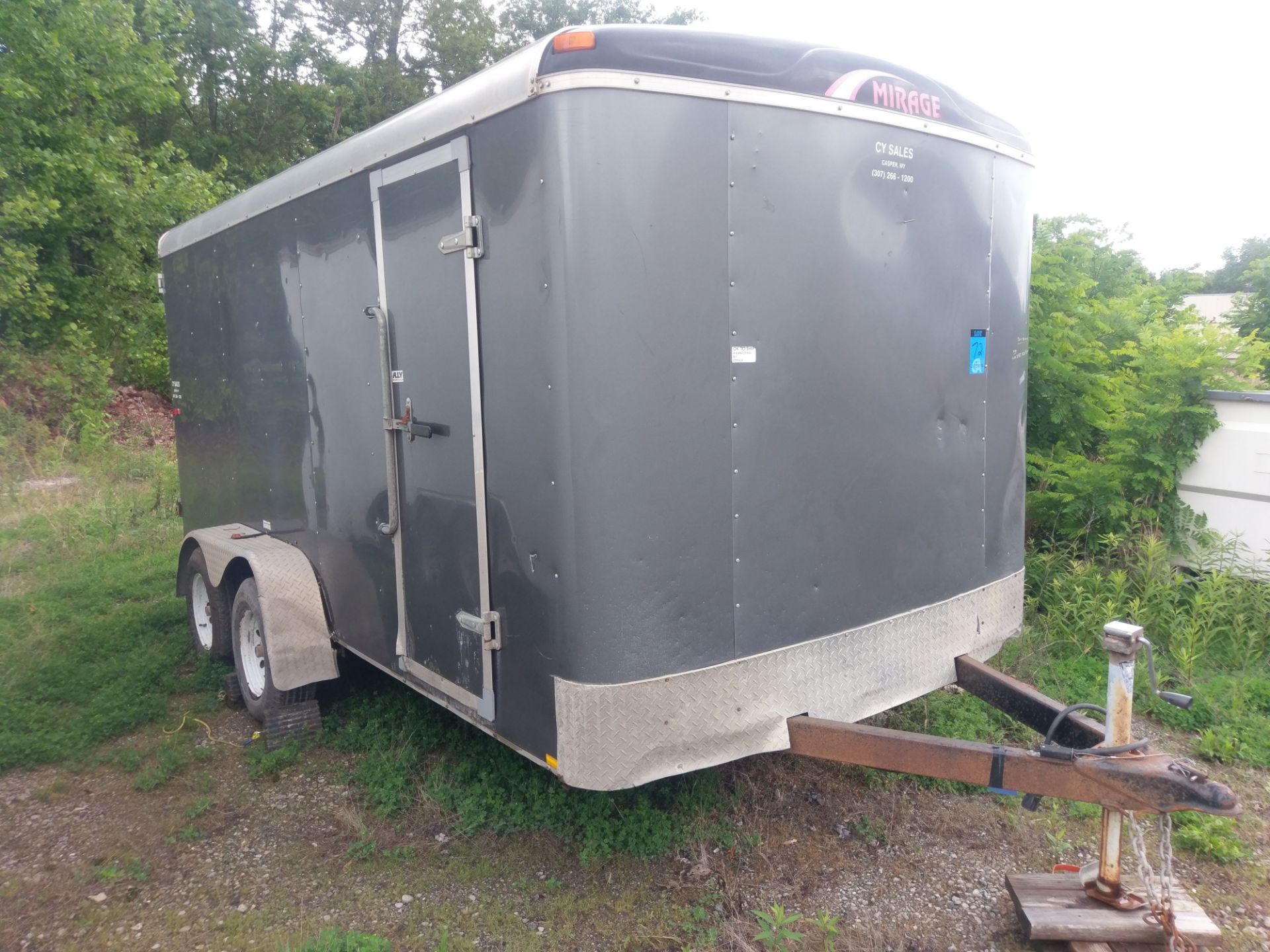 2011 MIRAGE TANDEM AXLE ENCLOSED TRAILER; VIN # 5M3BE1420B1047702, BALL HITCH, 7' X 15', DOUBLE REAR - Image 2 of 5