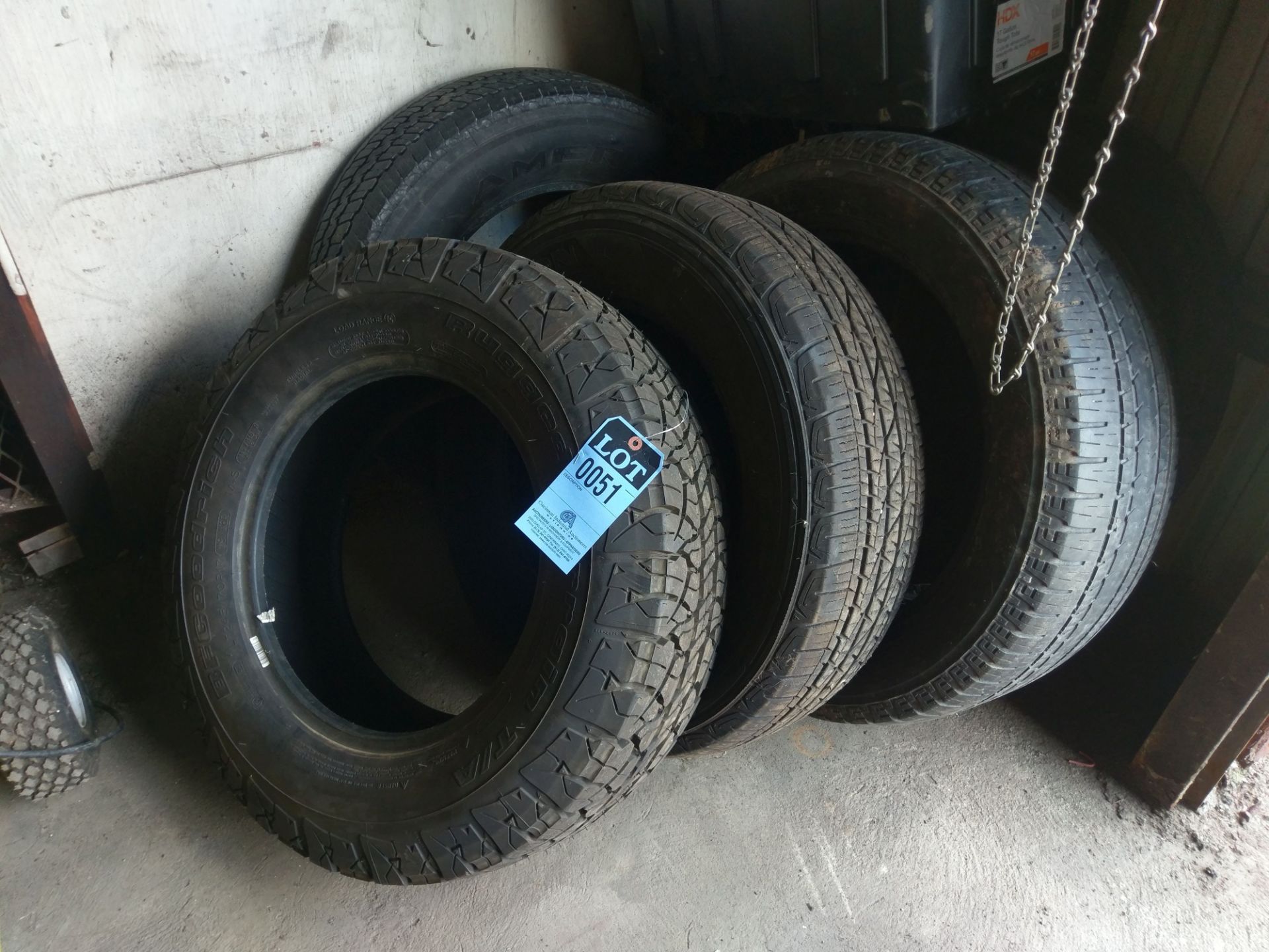 (5) TIRES - (4) USED AND (1) NEW - 16" AND 17"