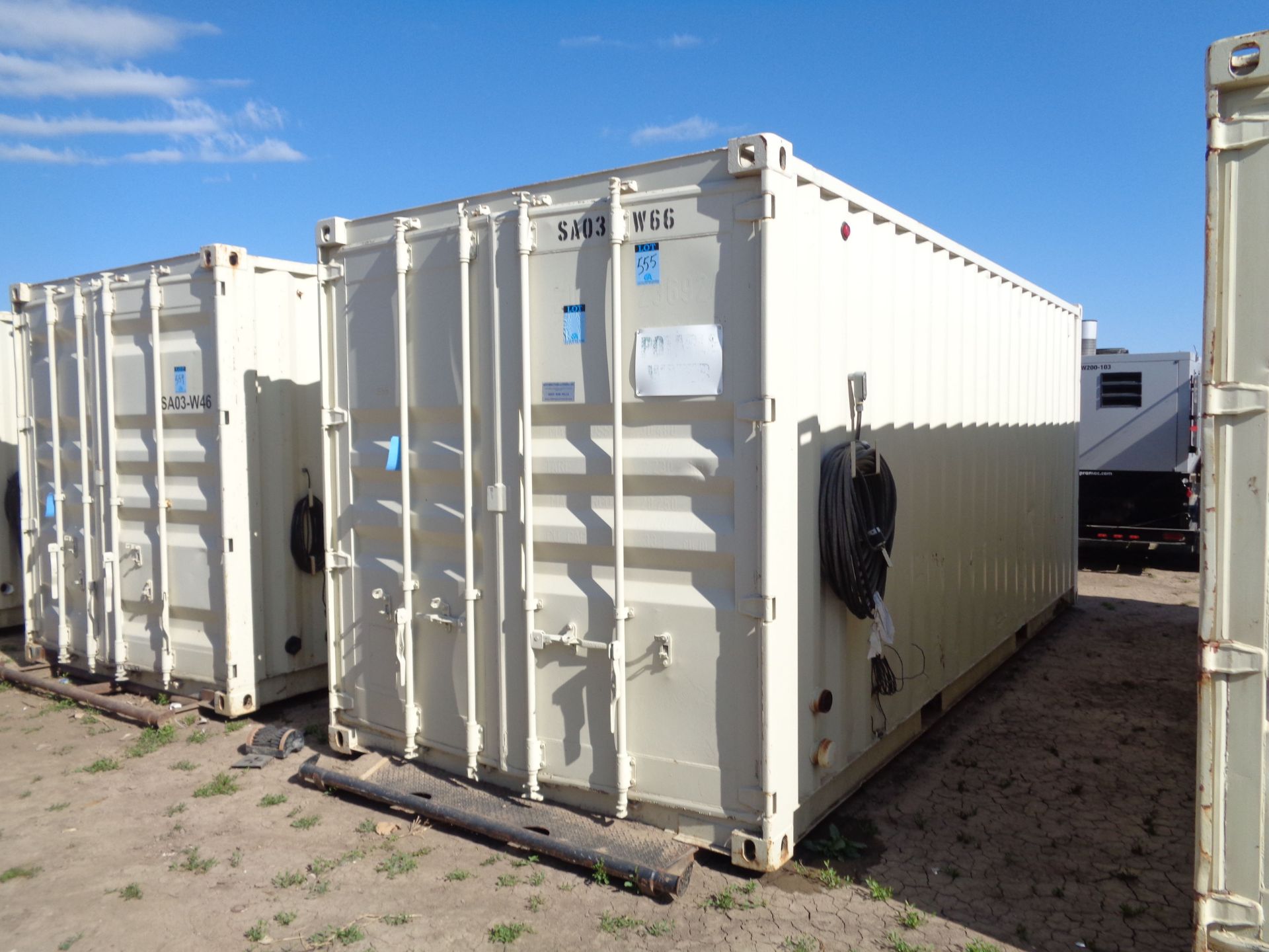 CONVENTIONAL 8' X 20' CONEX TYPE STORAGE CONTAINERS WITH 3,500 GALLON PLASTIC WATER HOLDING TANK; - Bild 2 aus 3