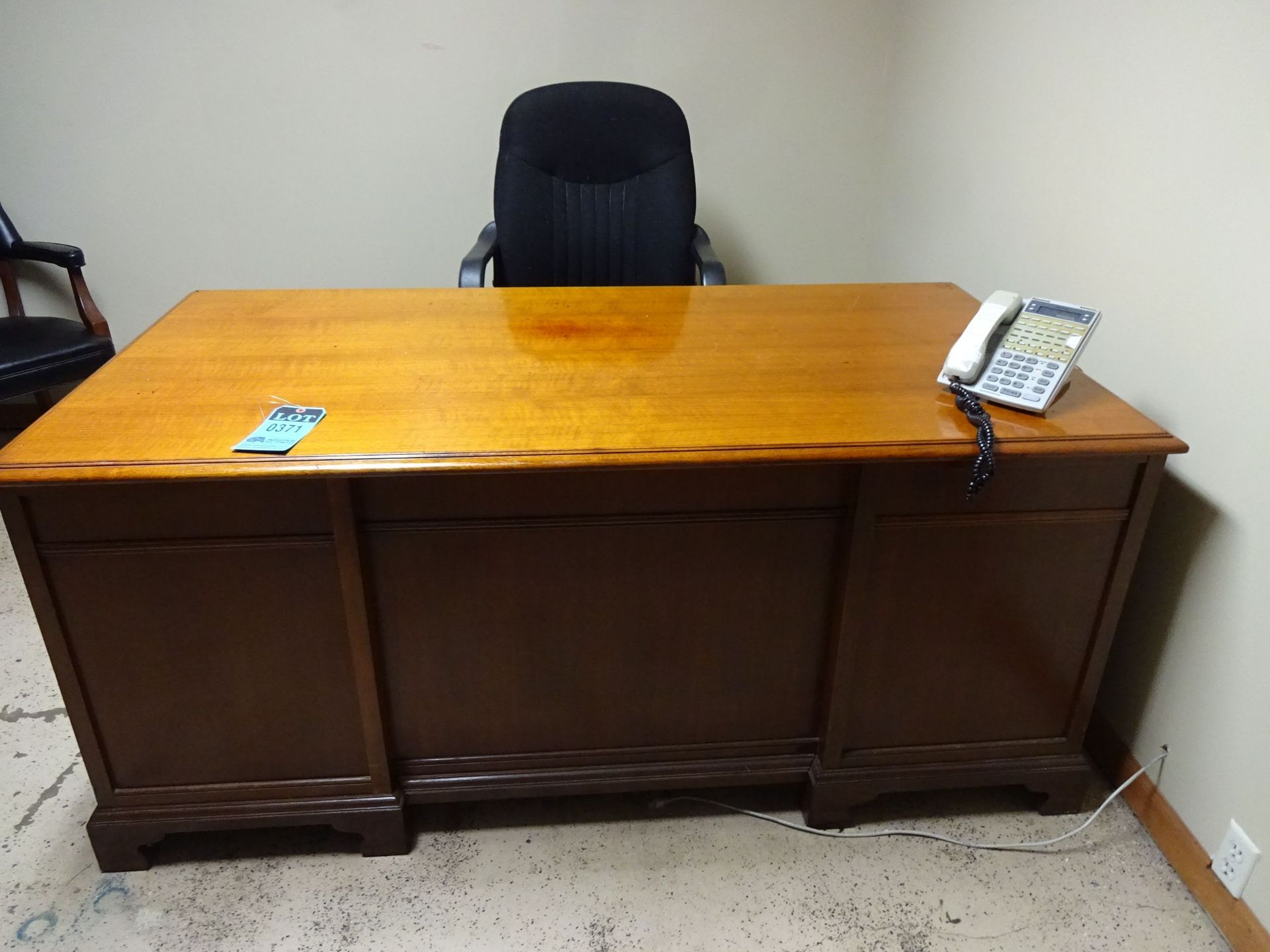 WOOD DESK WITH (2) CHAIRS