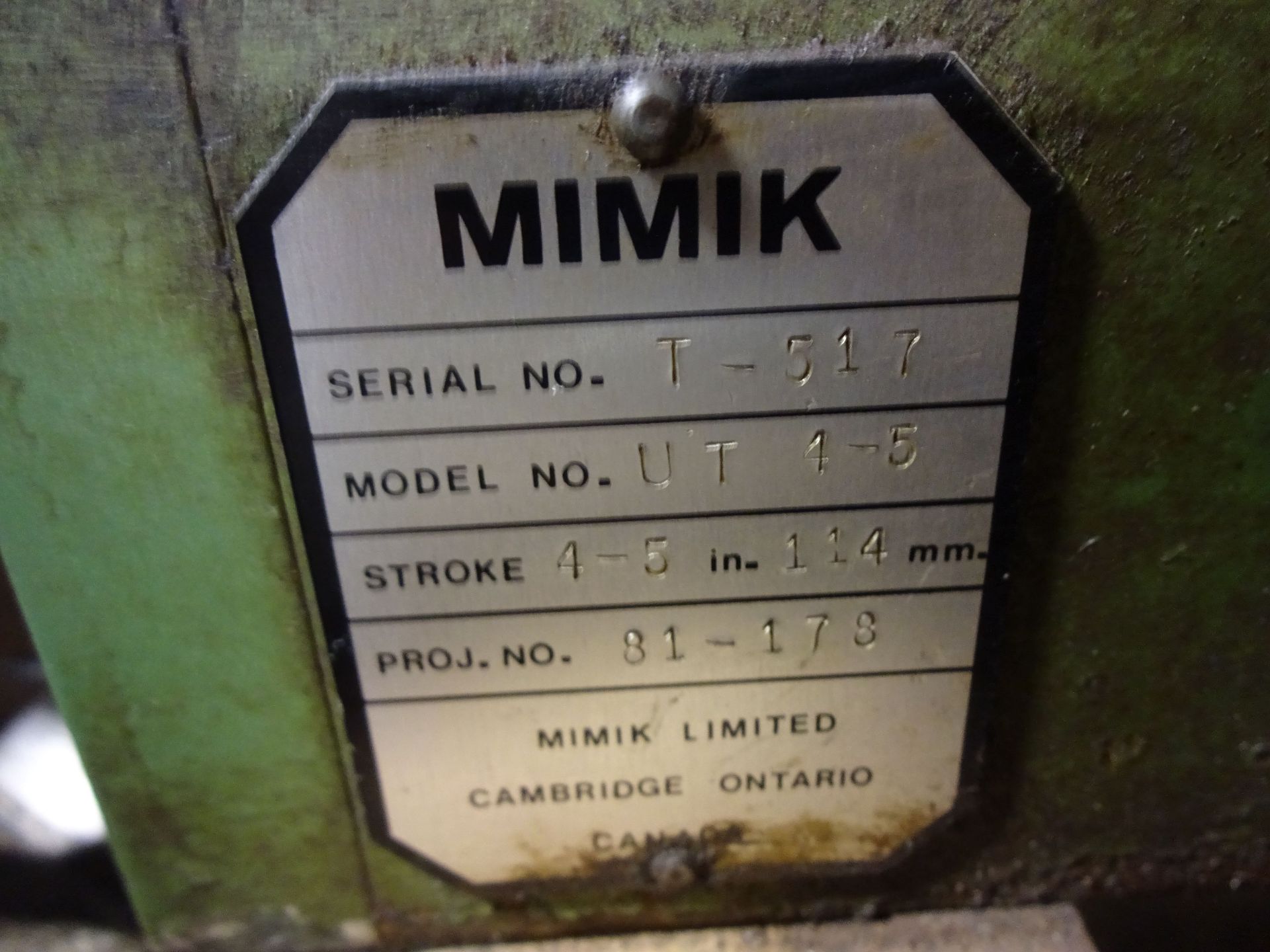 MIMIK MODEL UT4-5 HYDRAULIC TRACER; S/N T-517 - Image 3 of 5