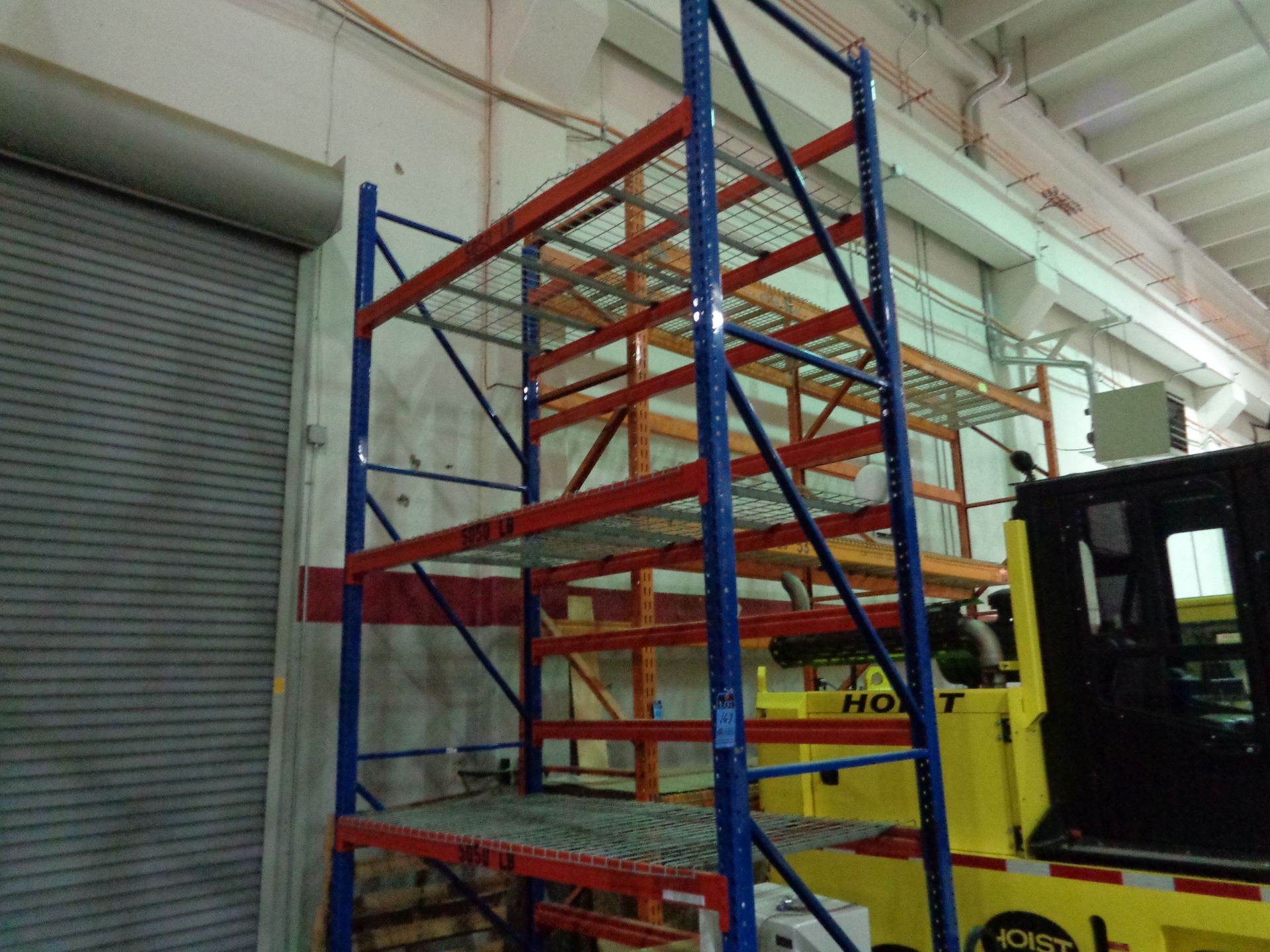 SECTION 48' X 96" X 16' HIGH PALLET RACK WITH WIRE DECKING, (3) SHELVES