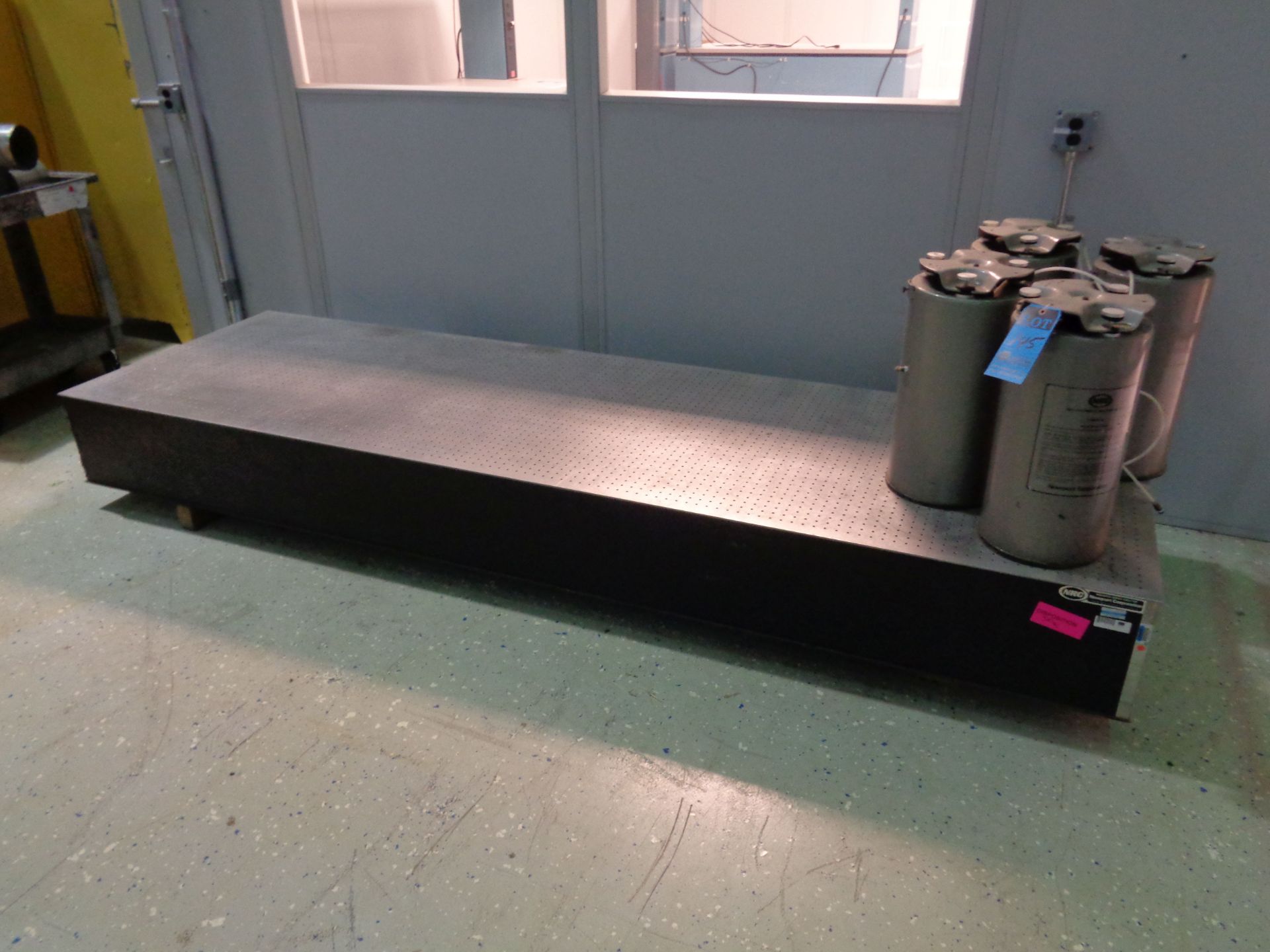 3' X 10' NEWPORT RESEARCH PRECISION STEEL SET UP TABLE, DRILLED AND TAPPED TOP, 22" HIGH PNEUMATIC