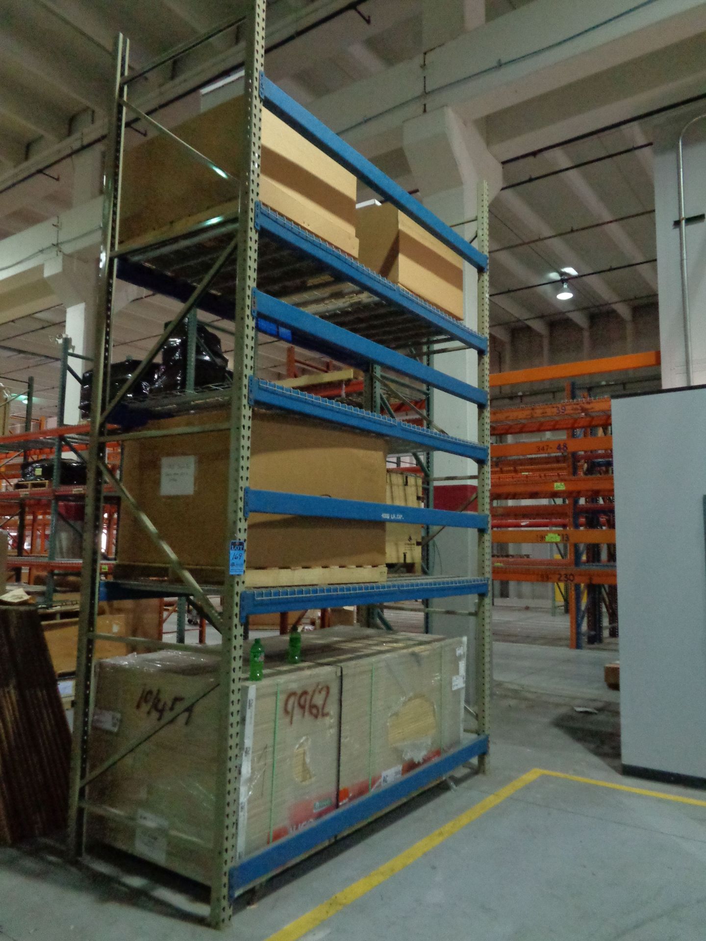 SECTION 48" X 108" X 16' HIGH PALLET RACKING WITH WIRE DECKING, (3) SHELVES