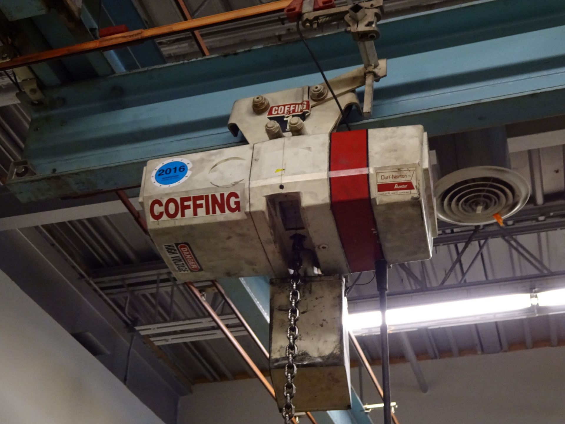 1 TON COFFING ELECTRIC HOIST WITH PENDANT (HOIST ONLY) - Image 2 of 4