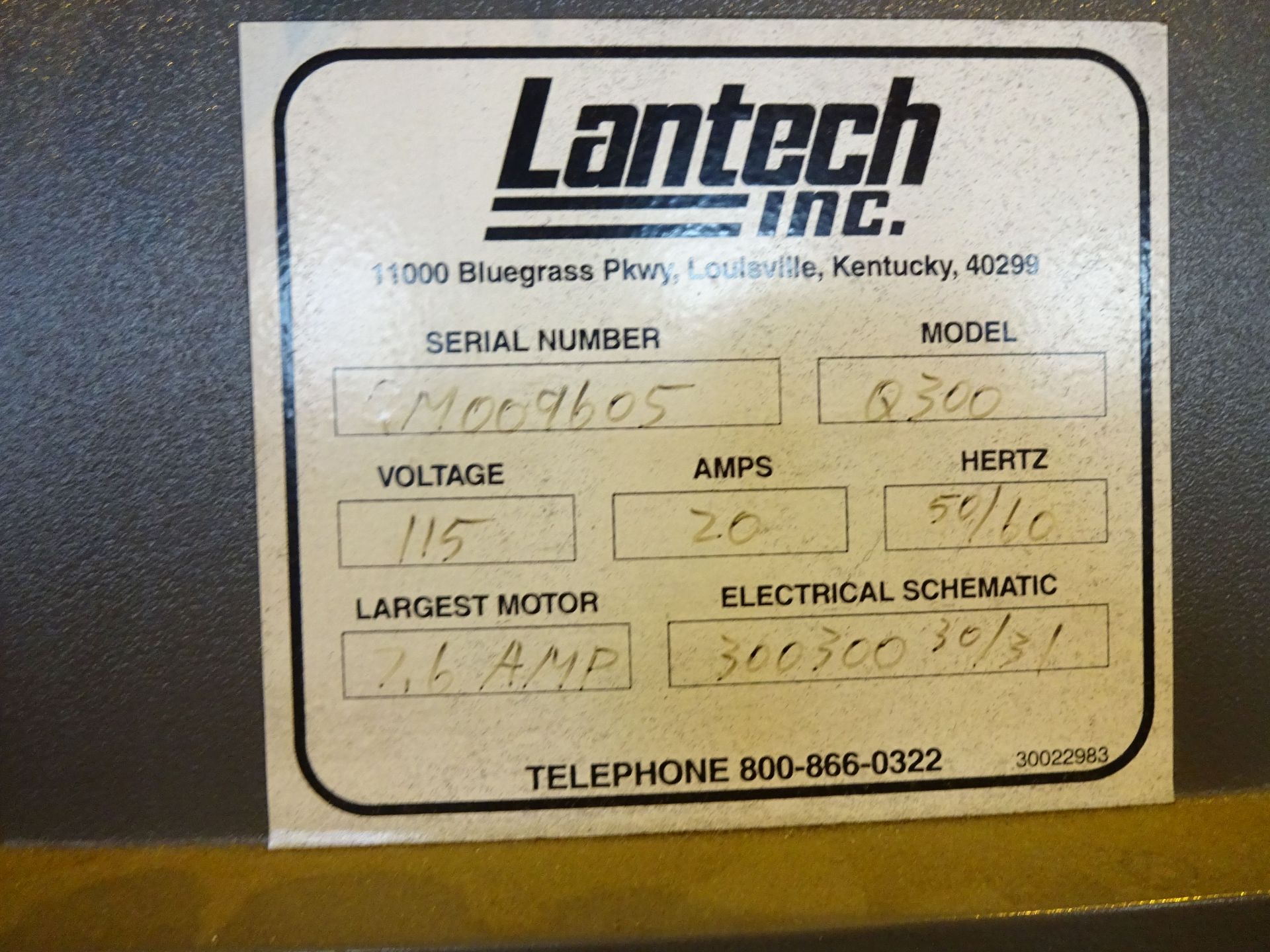 LANTECH MODEL Q300 ROTARY STRETCH WRAPPER; S/N QM009605, 64" DIAMETER ROTARY TABLE, 80" WRAP - Image 5 of 5