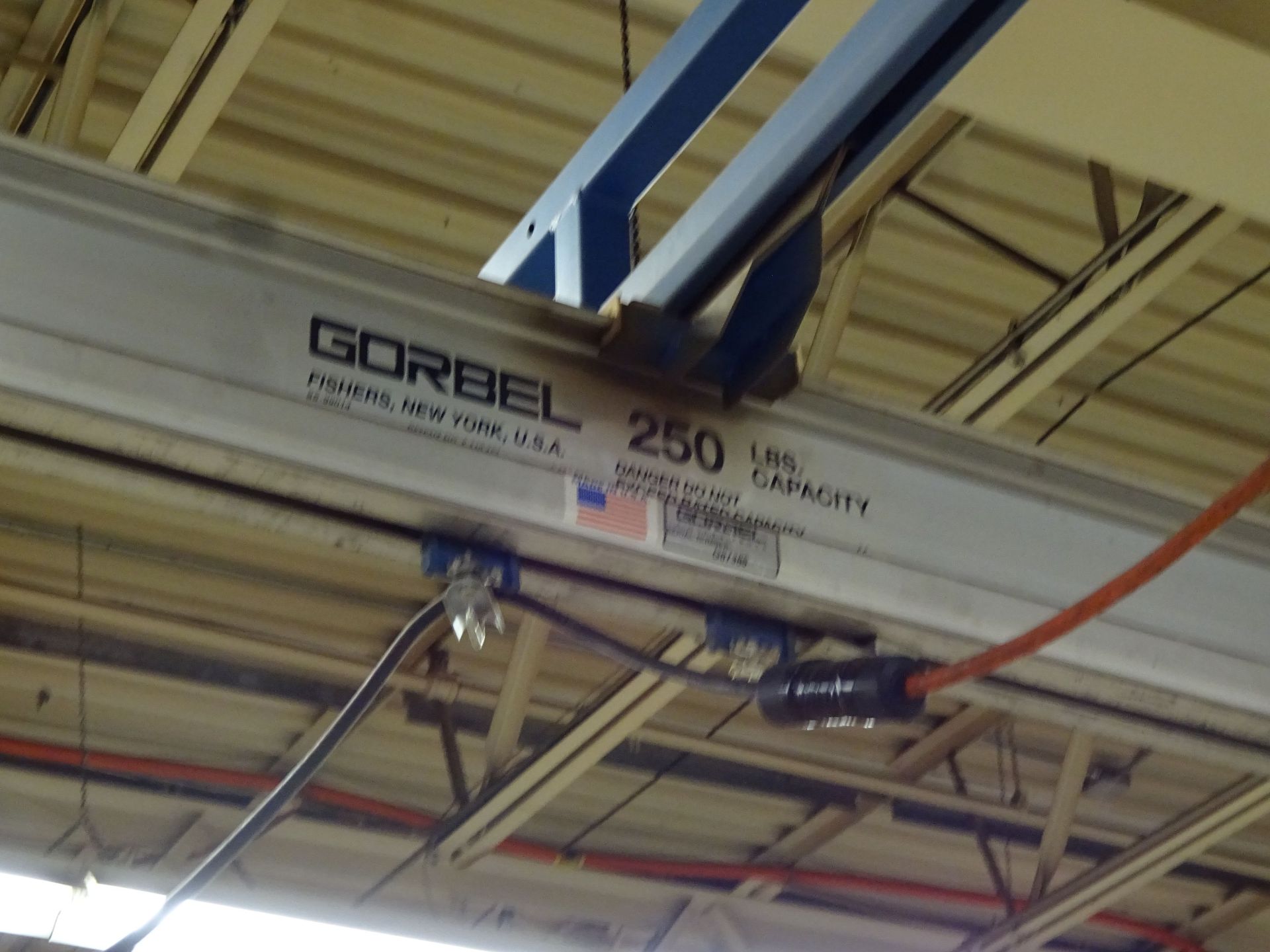 250 LB. X 20' (APPROX.) CEILING HUNG OVERHEAD CRANE WITH 250 LB. CM ELECTRIC CHAIN HOIST, 14' ( - Image 5 of 5