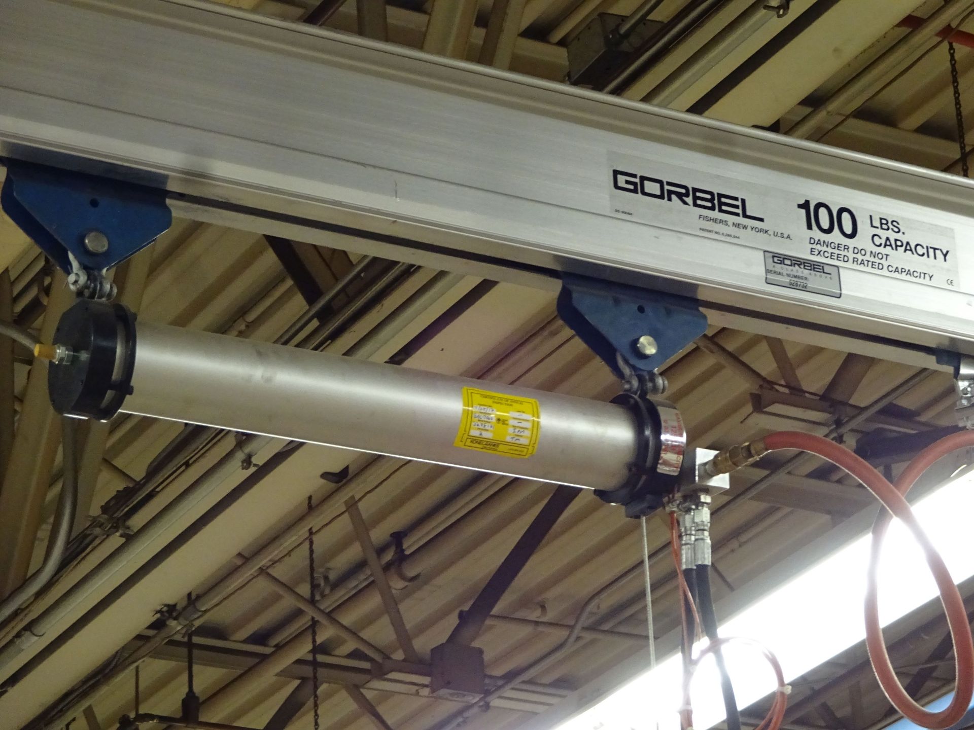 100 LB. X 24' (APPROX.) CAPACITY GORBEL 2-SPAN CEILING HUNG OVERHEAD CRANE WITH 100 LB. BAL-TROL - Image 2 of 7