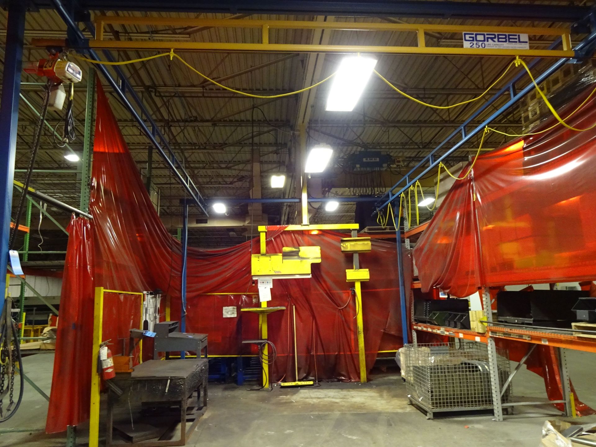 250 LB. X 34' (APPROX.) GORBEL FREE STANDING OVERHEAD CRANE WITH 250 LB. HARRINGTON ELECTRIC CHAIN - Image 4 of 4