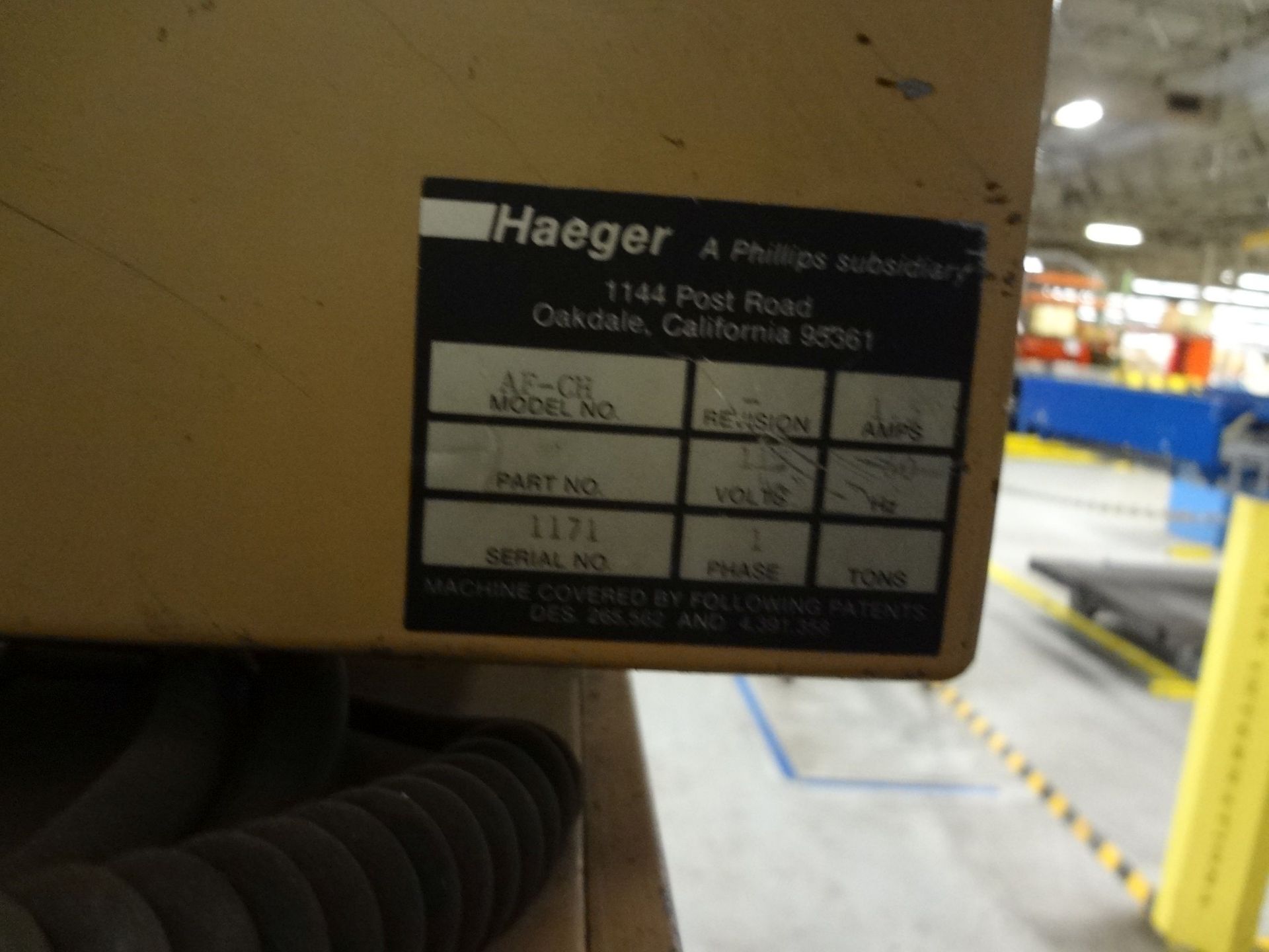 6 TON HAEGER HP6-C INSERTION PRESS; S/N 2208 - Image 6 of 6