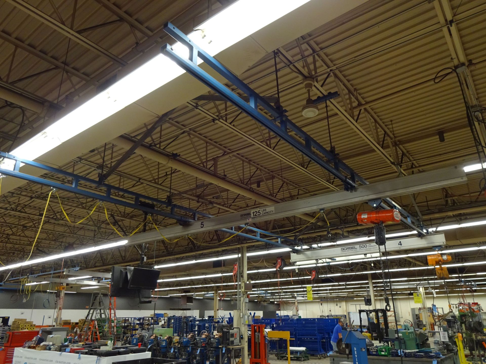 500 LB. X 31' (APPROX.) GORBEL 2-SPAN CEILING HUNG OVERHEAD CRANE WITH 500 LB. HARRINGTON ELECTRIC - Image 11 of 11