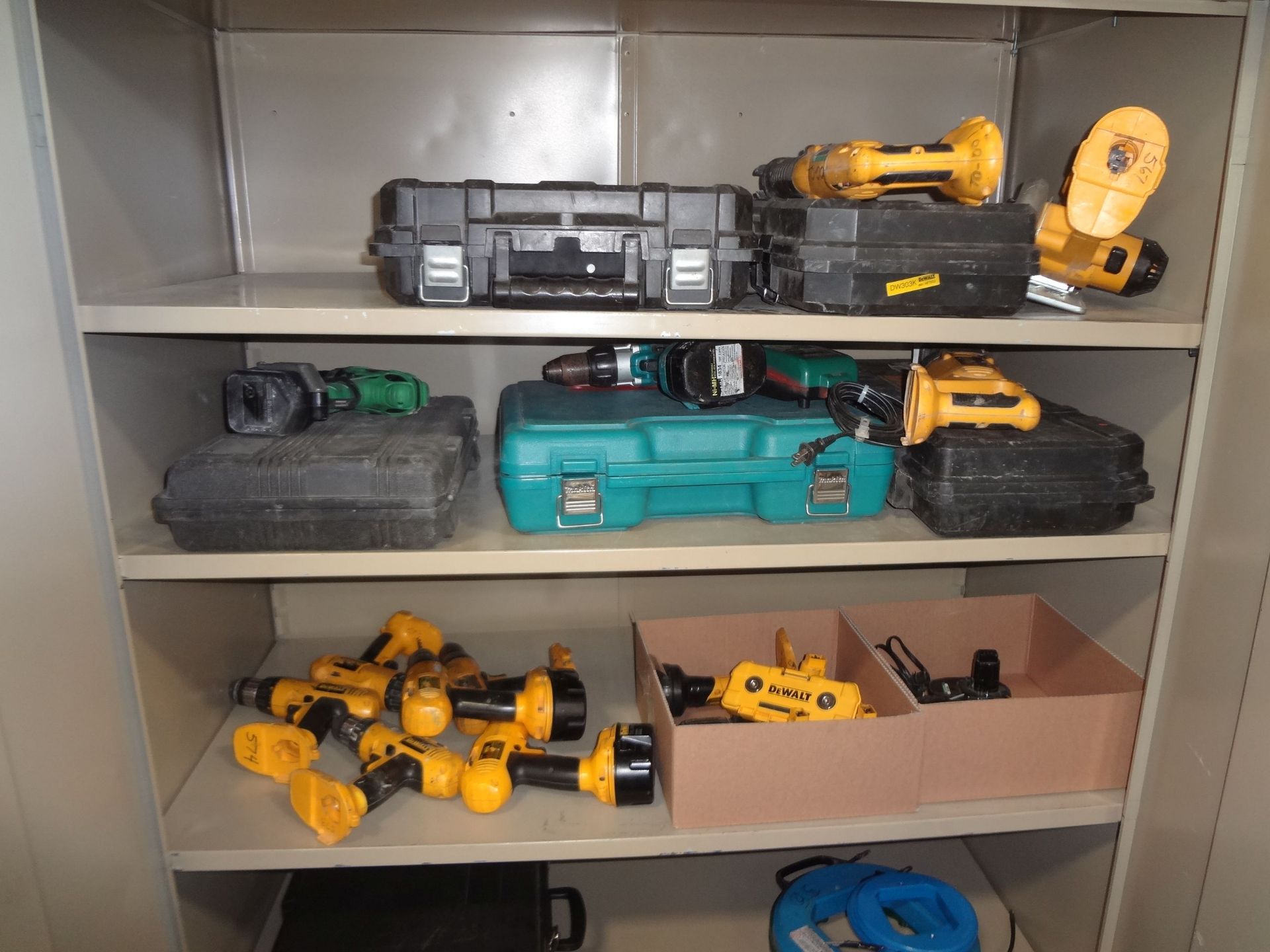 (LOT) MISCELLANEOUS CORDLESS POWER HAND TOOLS WITH CABINET - Image 2 of 2