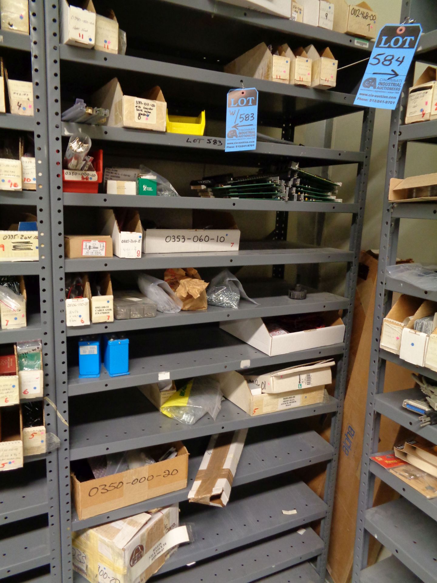 LARGE ASSORTMENT CIRCUIT BOARD HARDWARE AND COMPONENETS WITH (4) SECTIONS STEEL SHELVING - Image 7 of 7