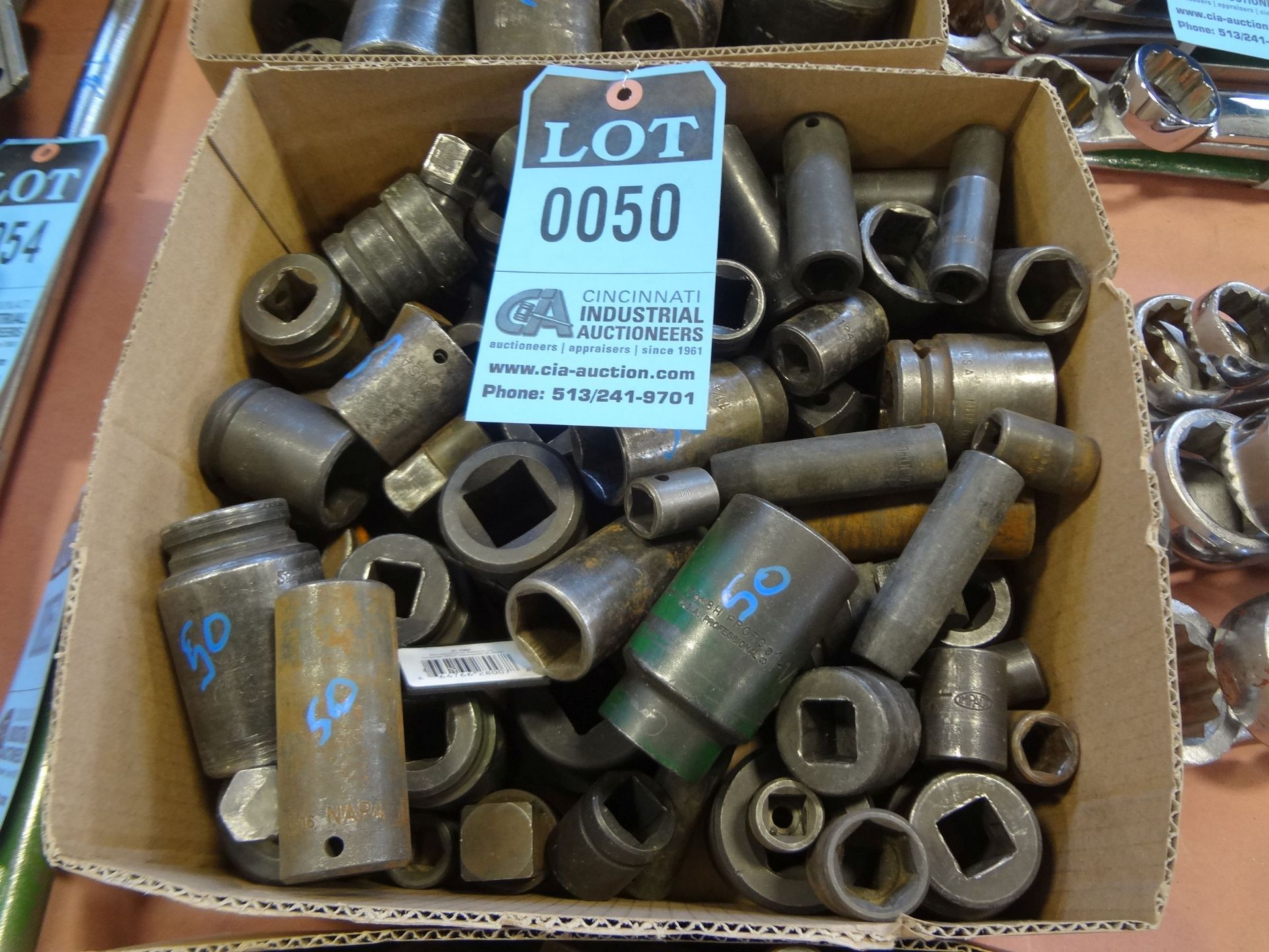 (LOT) MISCELLANEOUS HEAVY DUTY BLACK IRON IMPACT SOCKETS