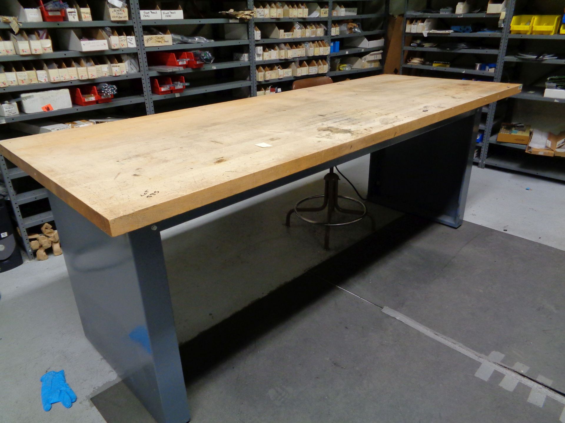 36" X 96" X 36" HIGH STEEL FRAME MAPLE TOP WORK TABLES - Image 2 of 2