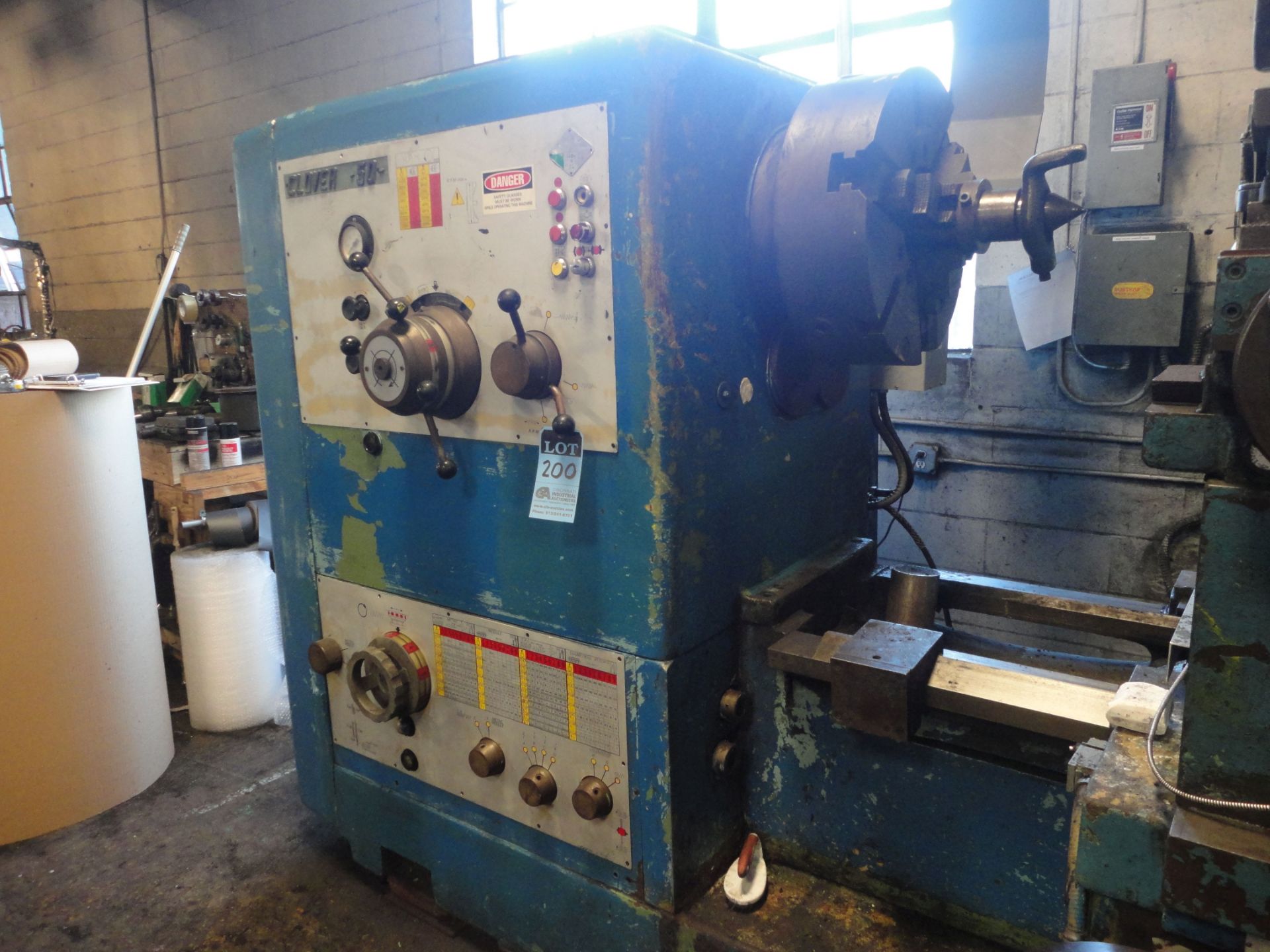 58" X 230" CLOVER MODEL 50 GEARED HEAD ENGINE LATHE; S/N B790304, 43" SWING OVER CROSS SLIDE, 20" - Image 6 of 25