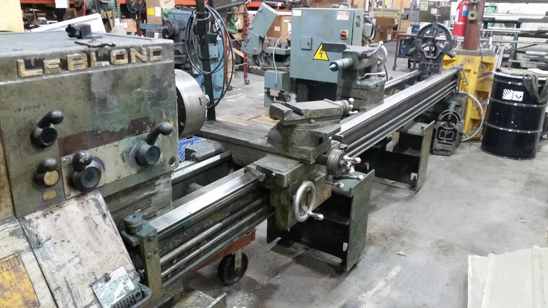 13" X 120" APPROX. LEBLOND ENGINE LATHE; DRO, STEADY RESTS, 9" OVER CROSS SLIDE, 20 HP - LOCATED