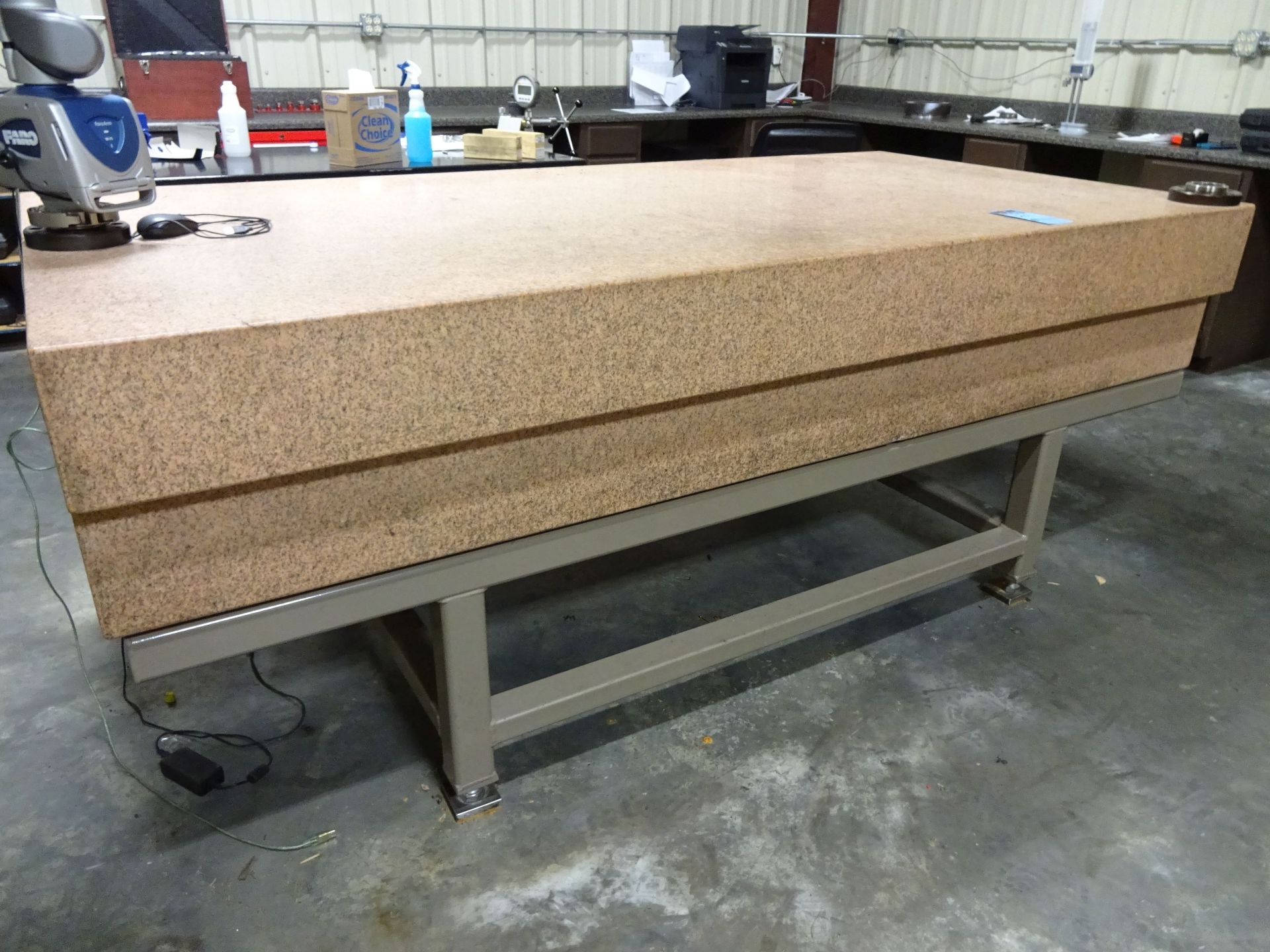 8' X 4' X 16" THICK STARRETT PINK GRANITE SURFACE PLATE - LOADING CHARGE DUE TO INDUSTRIAL SERVICES