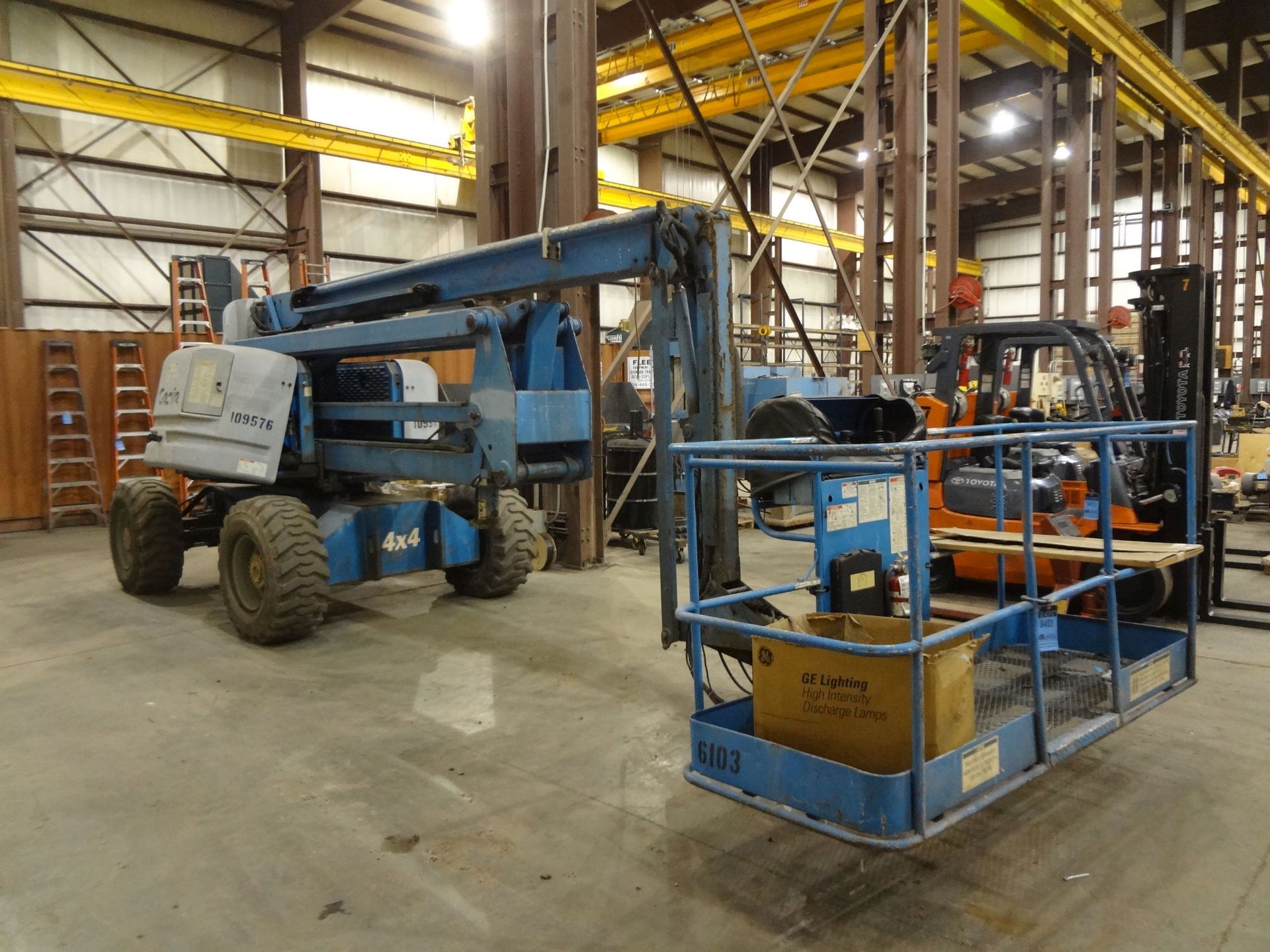 GENIE MODEL Z-60/34 4X4 GASOLINE OR LP GAS POWERED BOOM LIFT; S/N 109576, 2,441 HOURS SHOWING, 20