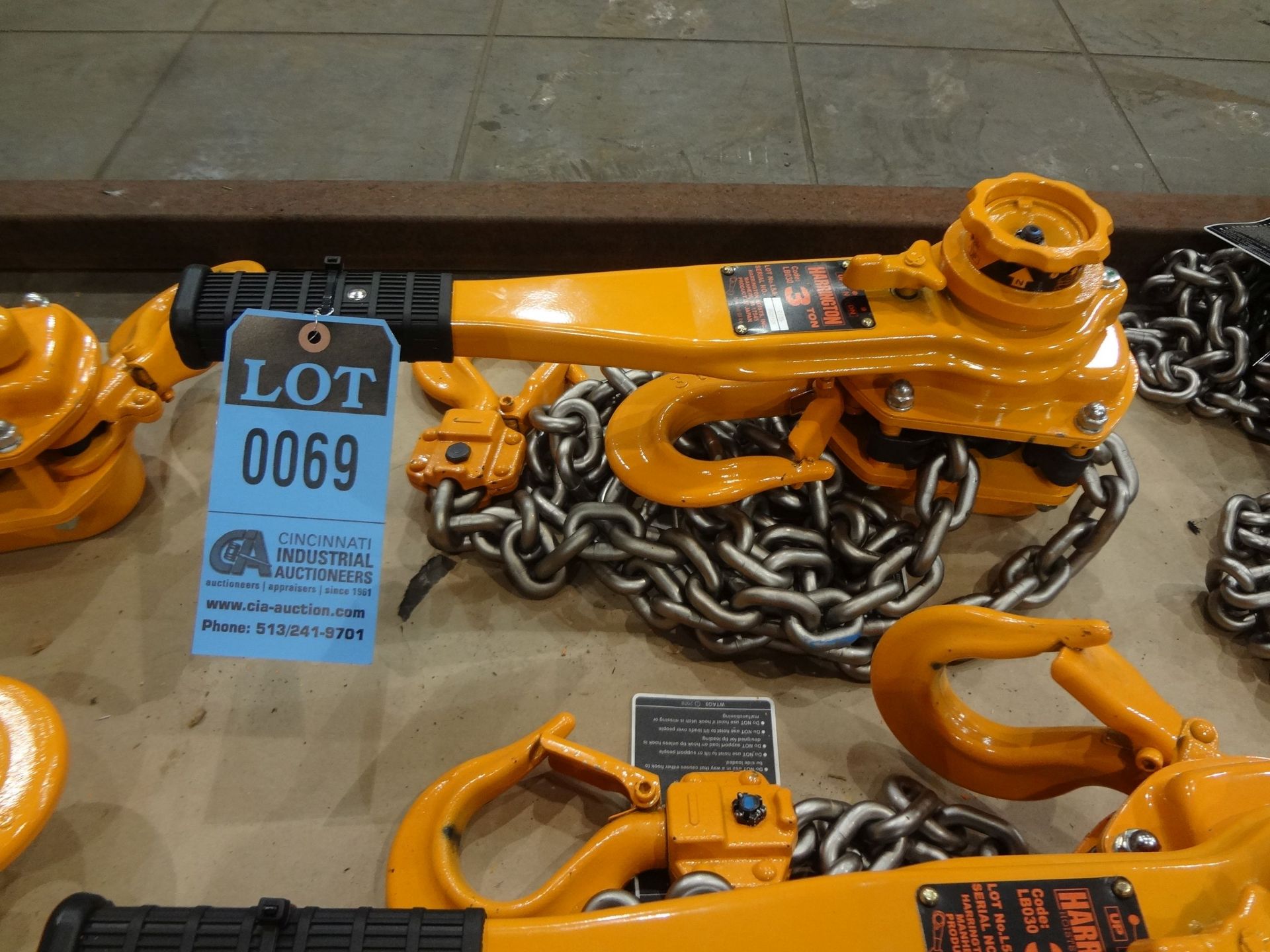 3 TON CAPACITY X 10' LIFT HARRINGTON MODEL LB030 LB SERIES BRAND NEW LEVER OPERATED CHAIN HOIST