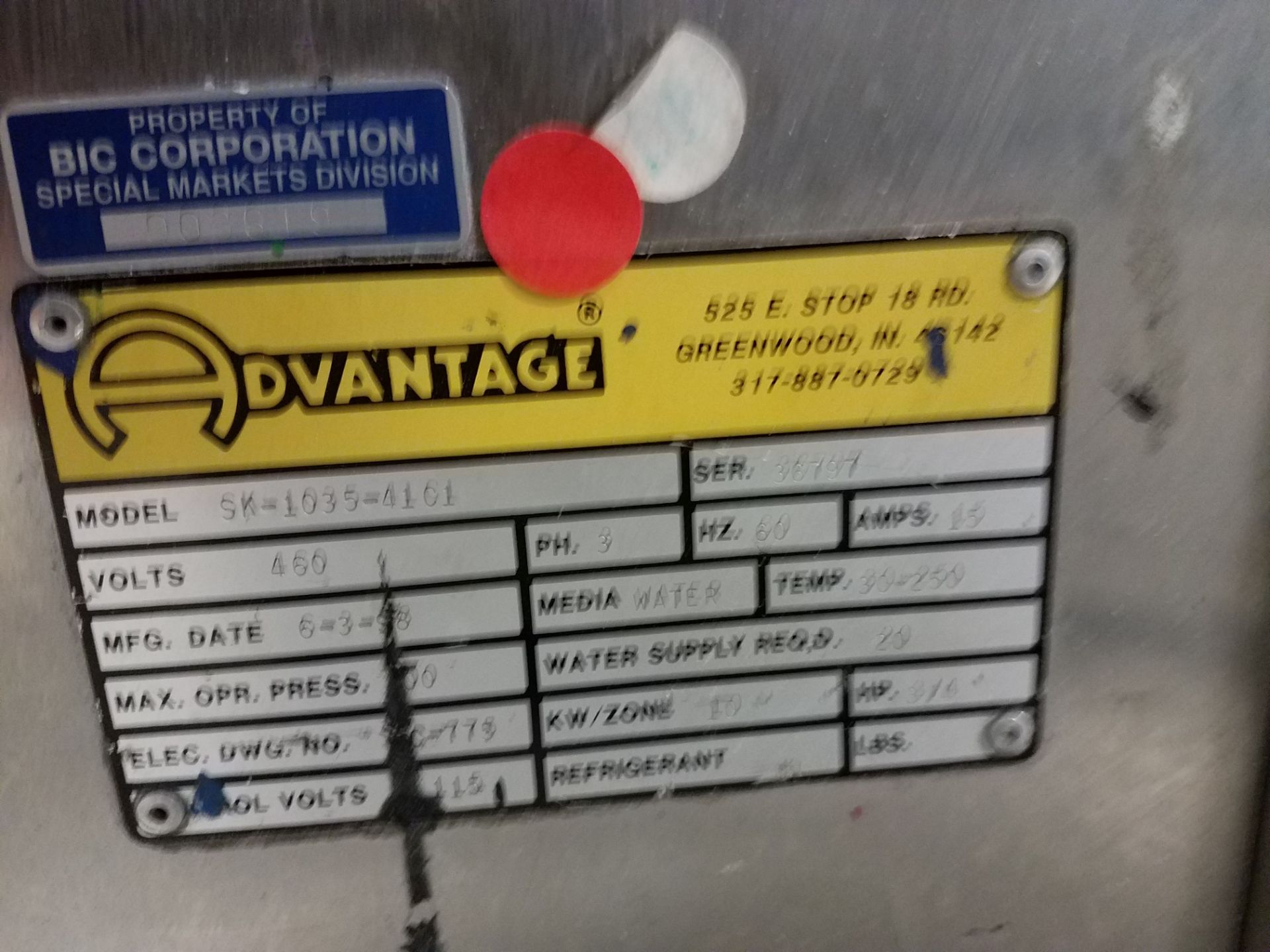 ADVANTAGE ENGINEERING MODEL SENTRA HE SERIES SK-1035-41C1 LIQUID MOLD TEMPERATURE CONTROLLER; S/N - Bild 4 aus 5