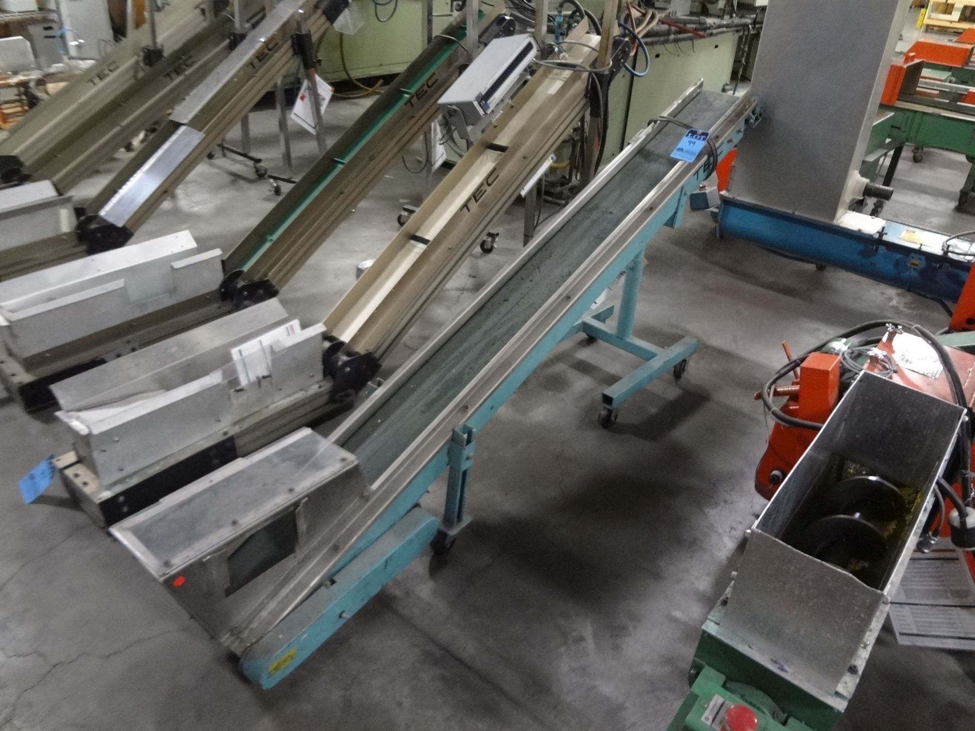 7" X 100" TEC INCLINDED BELT CONVEYOR; S/N N/A