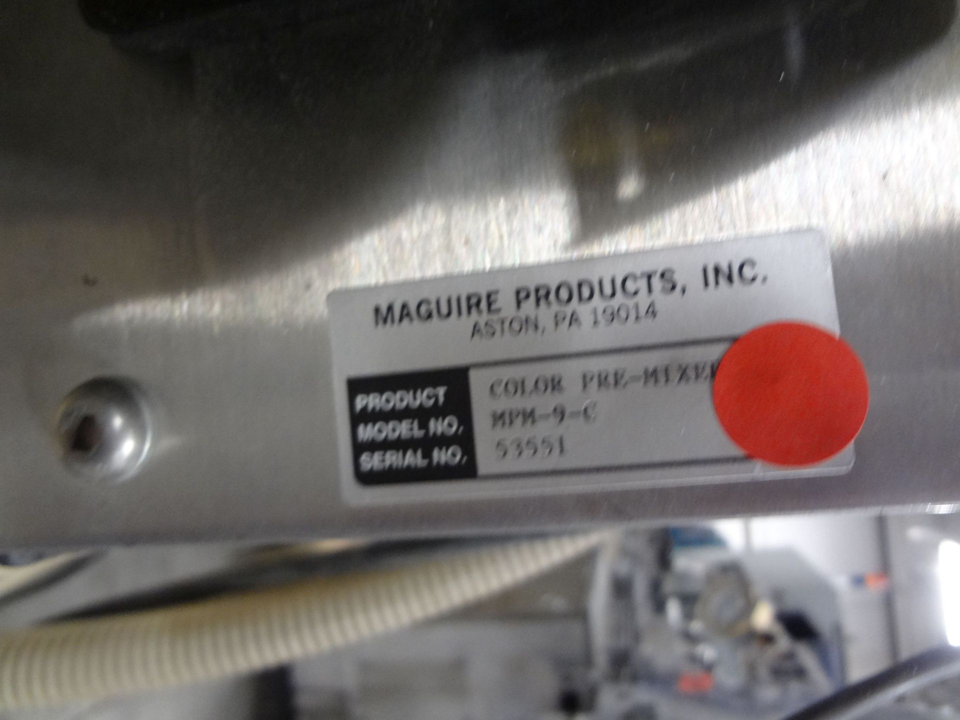 MAGUIRE MPM-9-C COLOR PREMIXER; S/N 52551, COMET VACUUM LOADER, CONAIR ADDITIVE FEEDER ON STAND WITH - Image 5 of 11