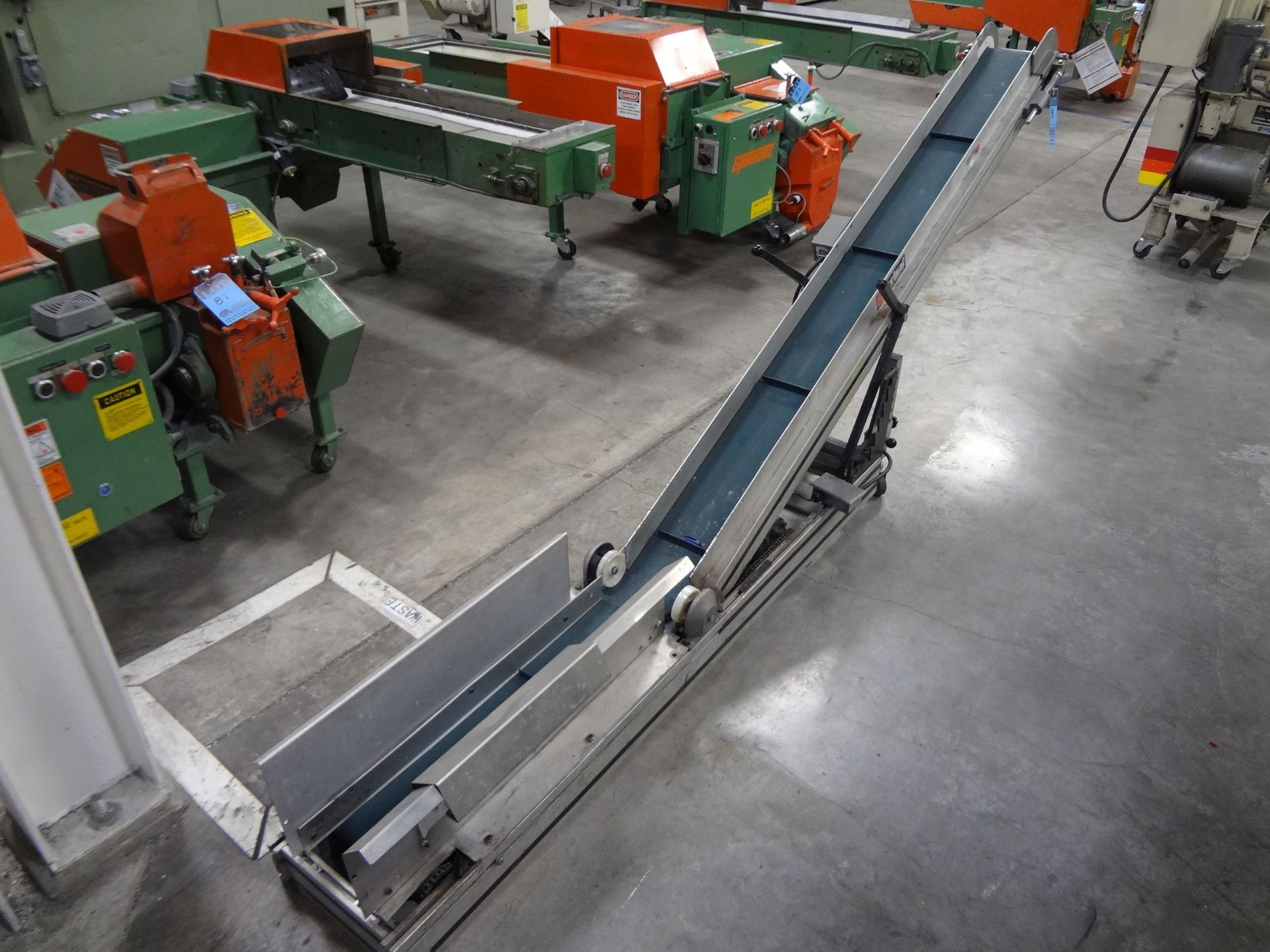 6" X 108" CRIZAF HORIZONTAL TO INCLINED CLEATED BELT CONVEYOR; S/N N/A