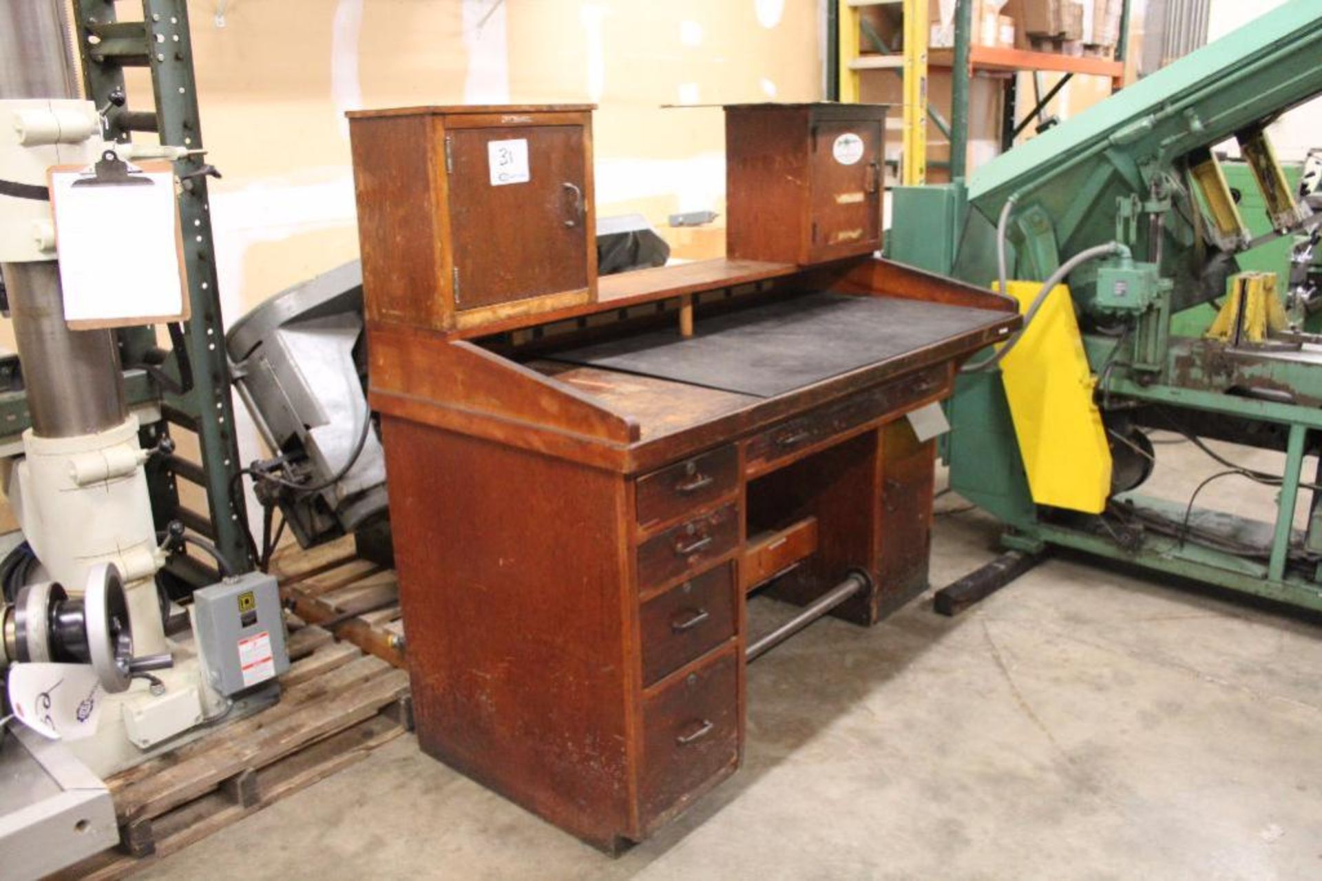 Wood desk 66"w x 32"l x 36"H desk top - Image 2 of 3