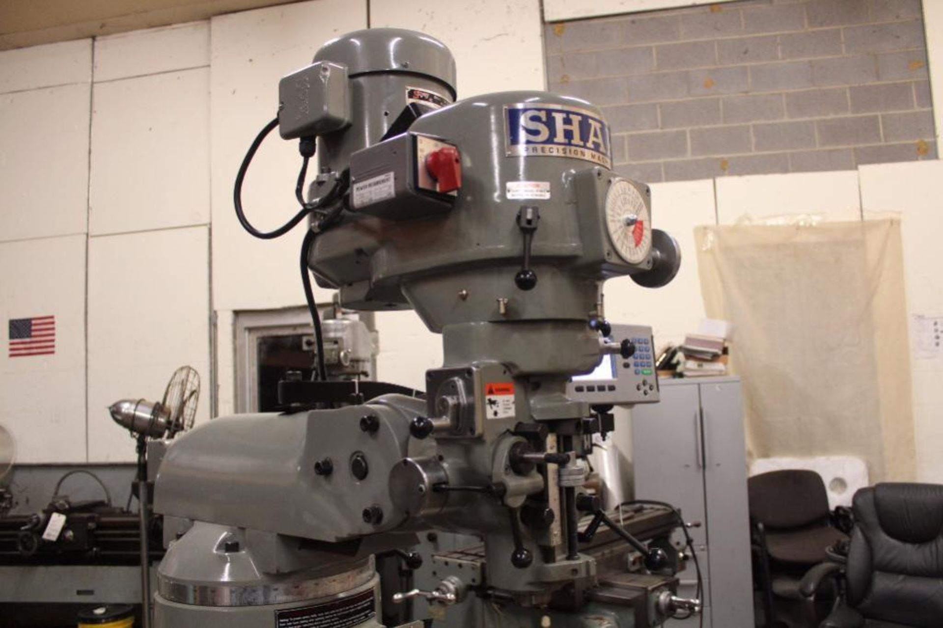 Sharp LMV-50 vertical milling machine ACU-RITE 200S DRO, 9 x 50" table Sharp x axis power feed, MFG - Image 15 of 19